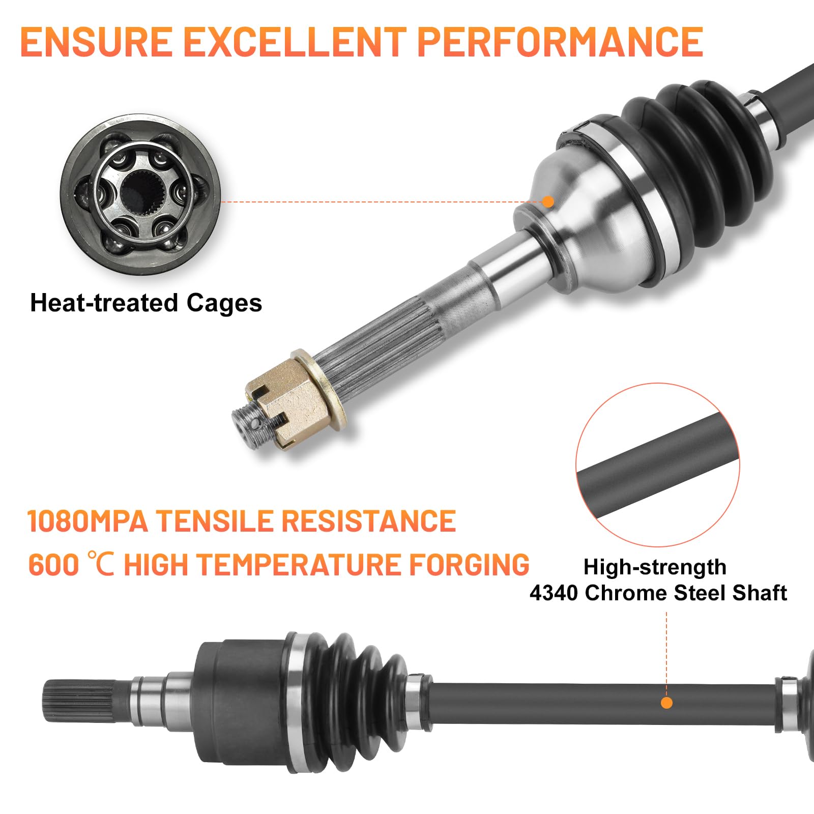 Magorfas Front CV Axle Shaft for Kubota RTV 900/1100/1140 - 1 Pcs Left/Right, Fits 2004-2016 Models