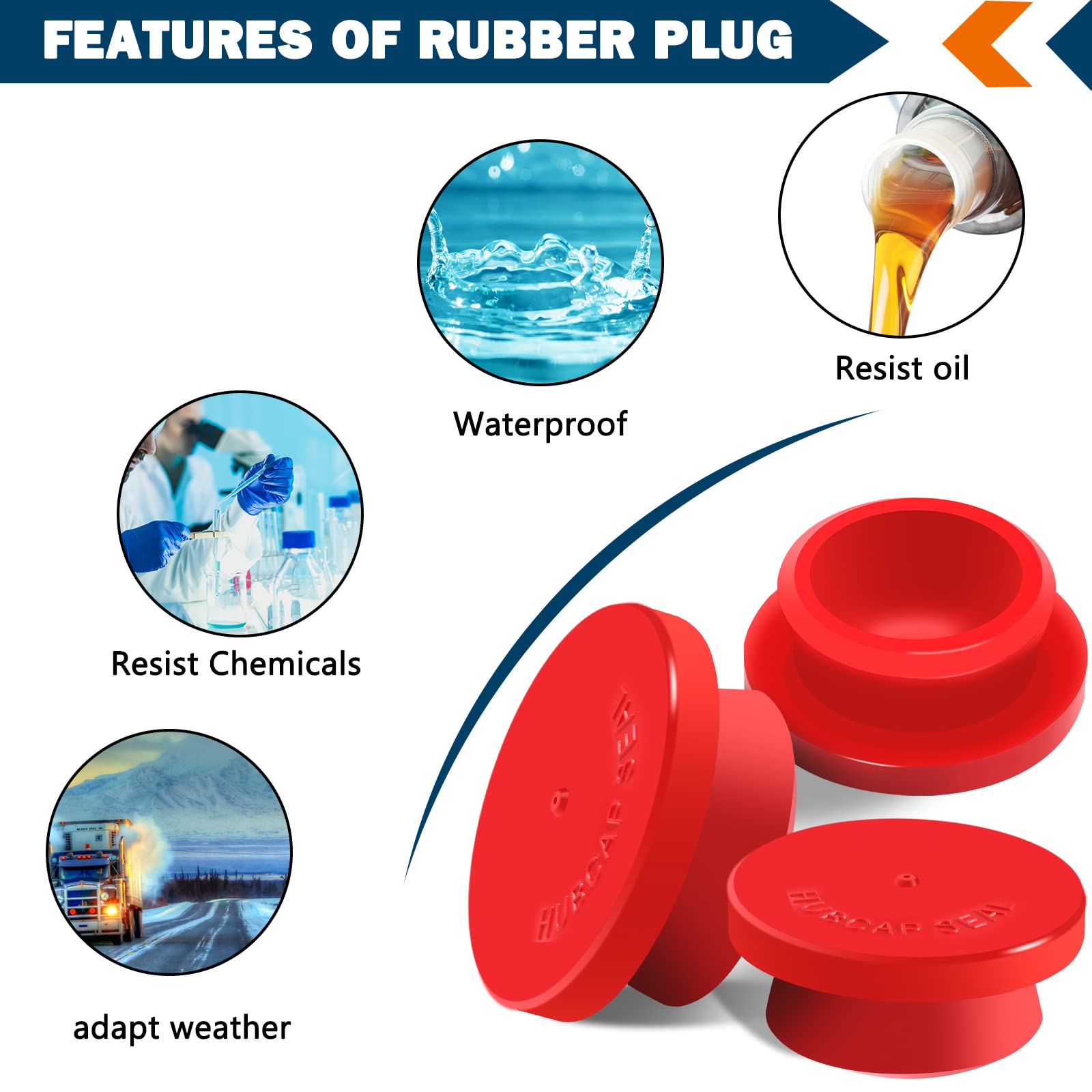 CheeMuii 20 PCS Hubcap Rubber Plugs, 1-1/8" Trailer Wheel Replacement, Model 359-5990, Durable and Reliable