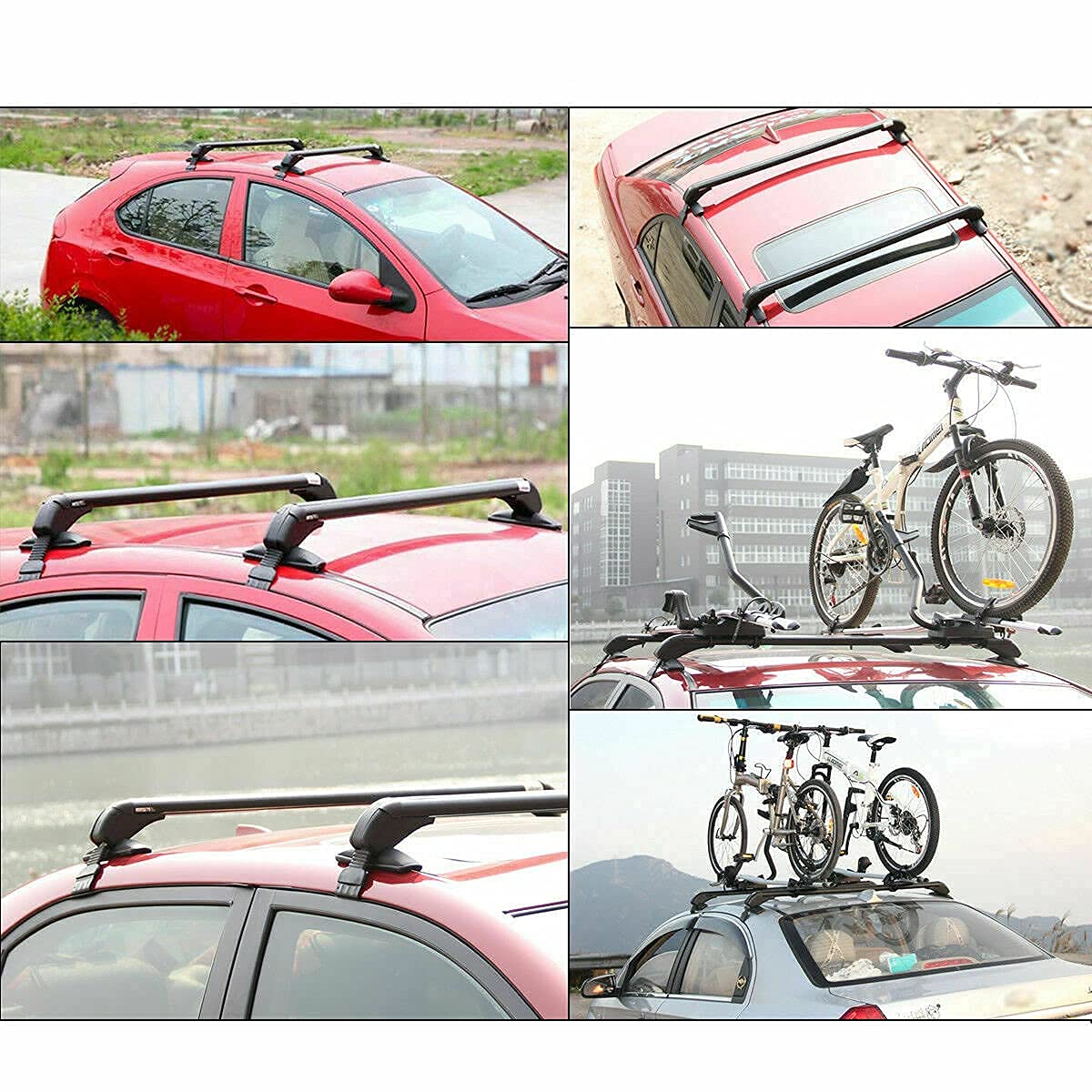 CNCEST Roof Rack Crossbars - Universal Aluminum Luggage Rack, 43.3"-44.88", Black, Adjustable & Anti-Theft Design