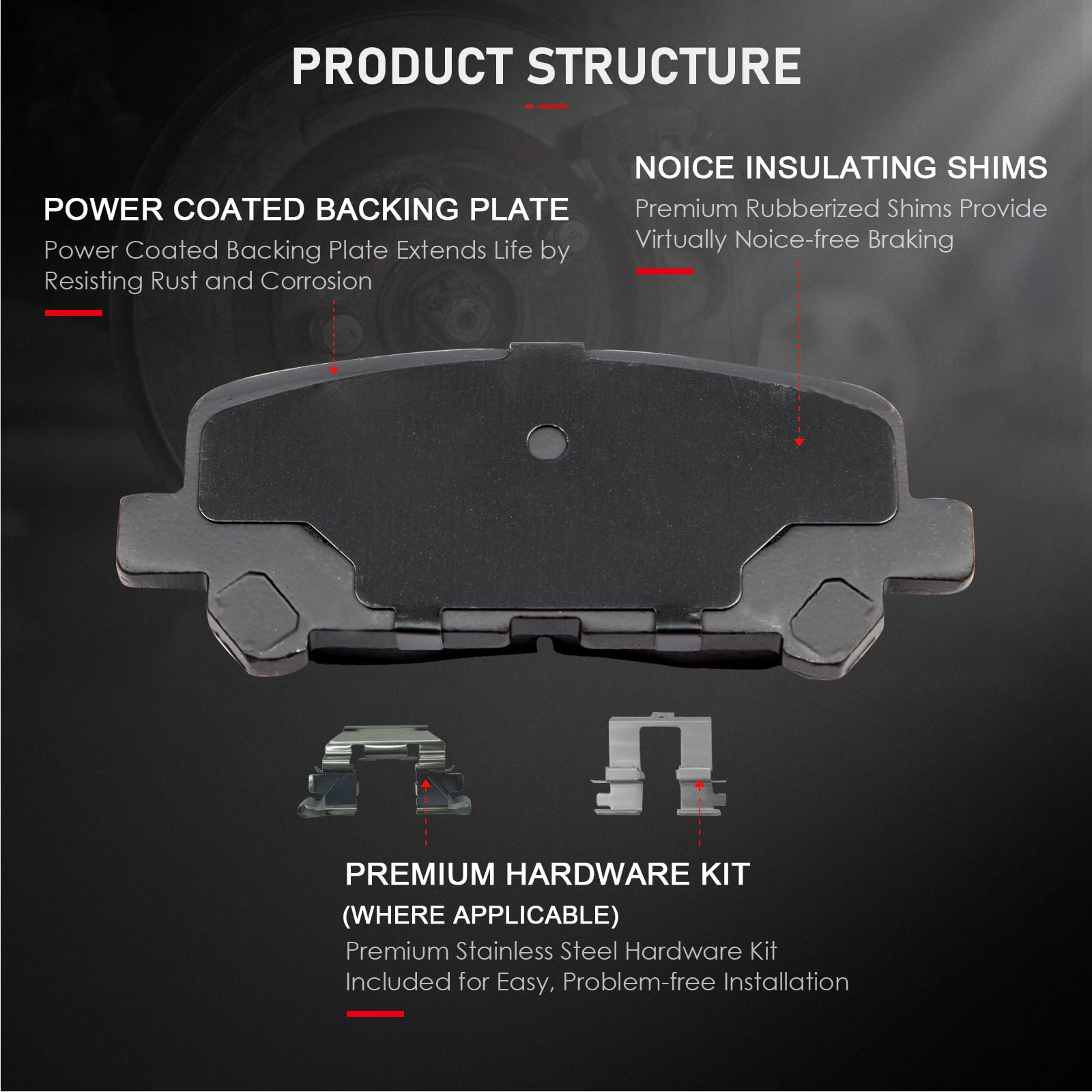 Cciyu D1521 D1281 Front & Rear Professional Ceramic Brake Pads Set Fit For 2011-2017 For Honda Odyssey