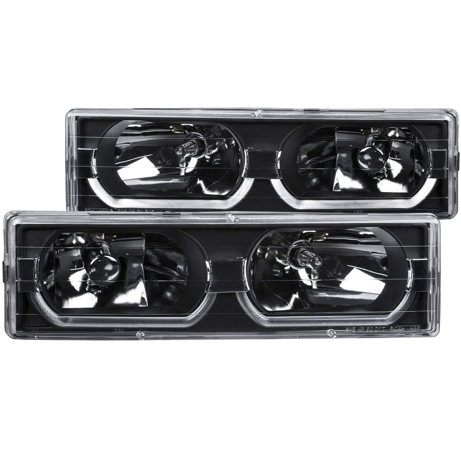 Anzousa 111299 Black/Clear Low-Brow Style Headlight For Chevrolet Full Size Truck