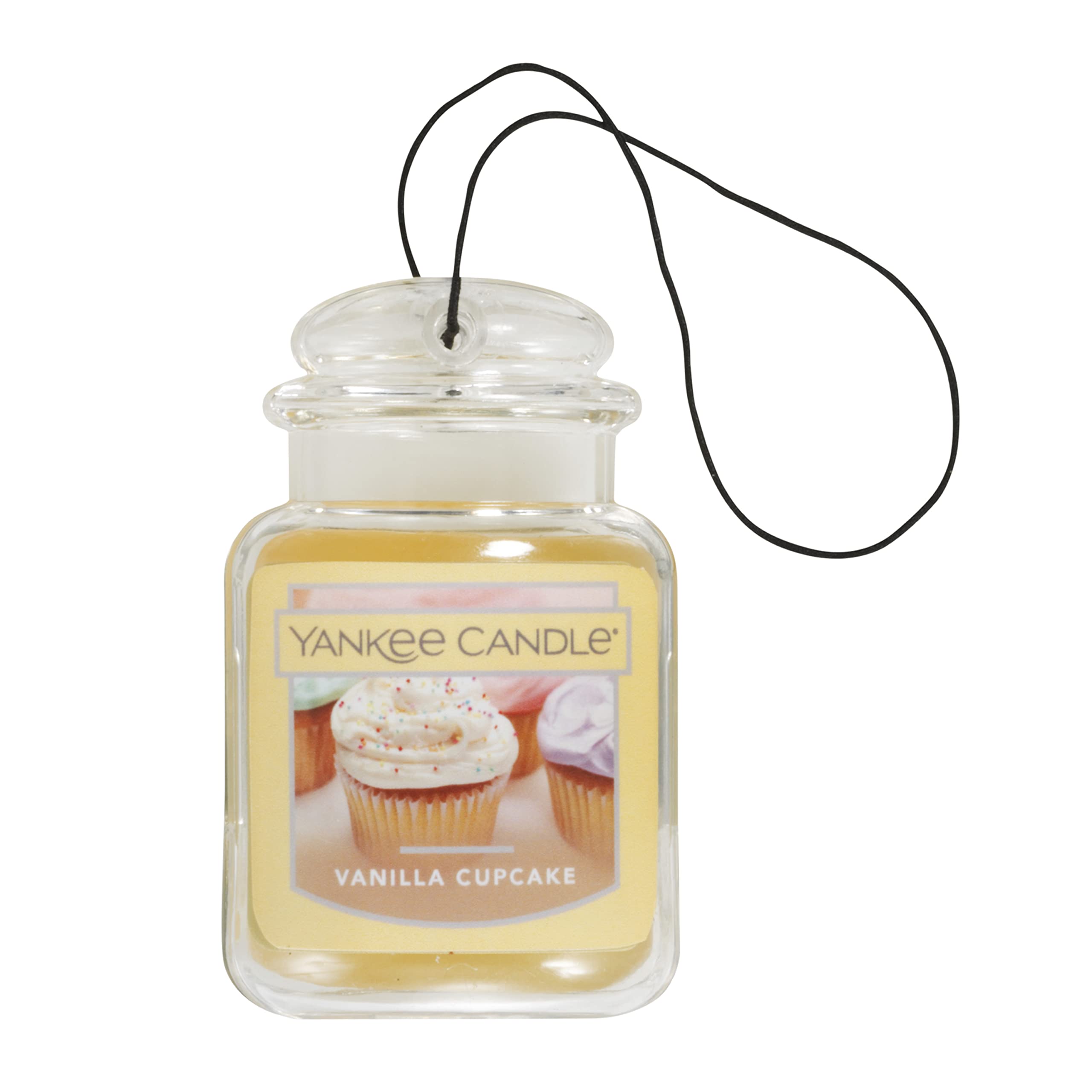 Yankee Candle Car Air Fresheners, Hanging Car Jar Ultimate Vanilla Cupcake Scented, Neutralizes Odors Up To 30 Days, Gray, 1 Cou