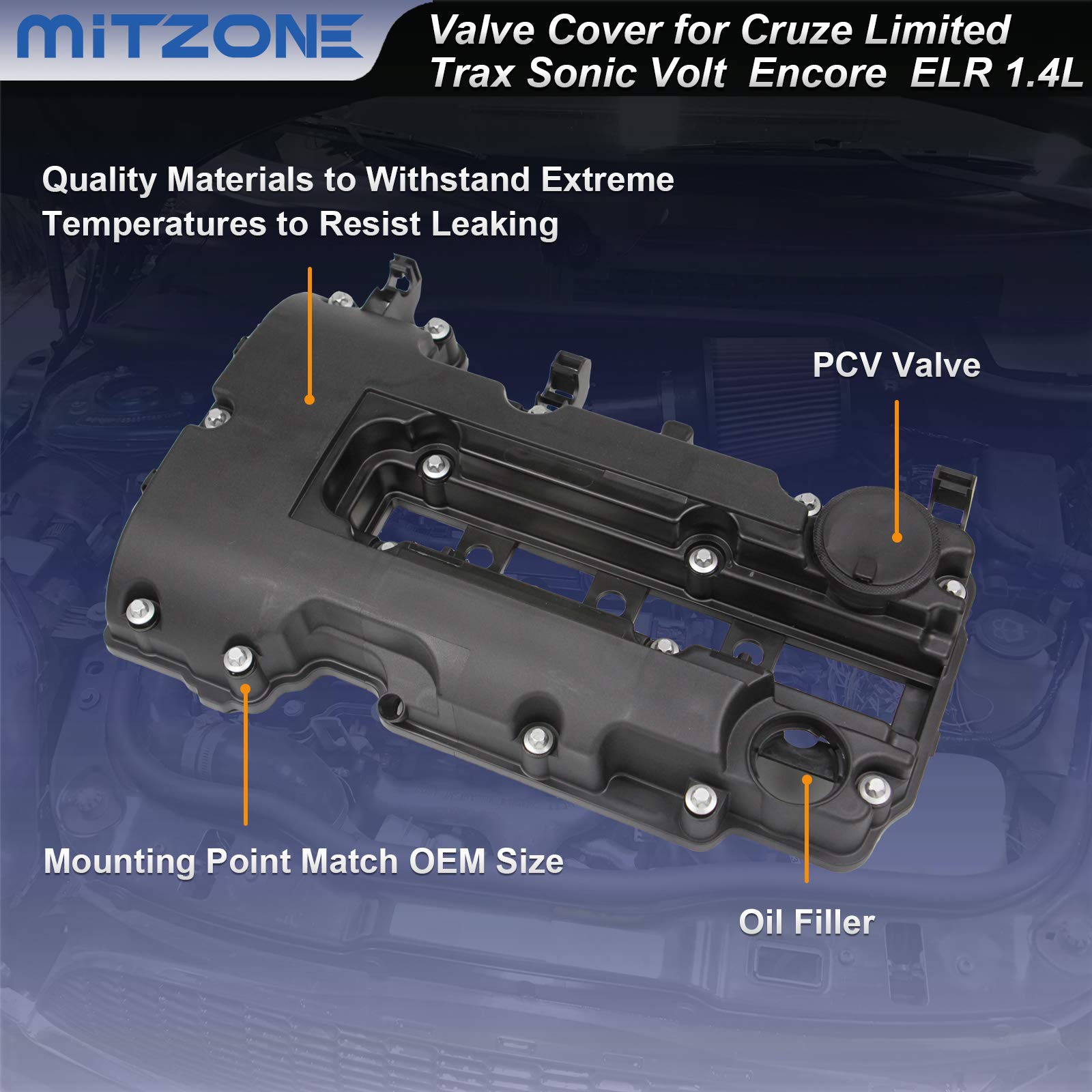 Engine Valve Cover Kit W/Gaskets & Bolts Compatible With 2011-2020 Chevrolet Chevy Cruze Sonic Volt Trax Buick Encore Cadillac E
