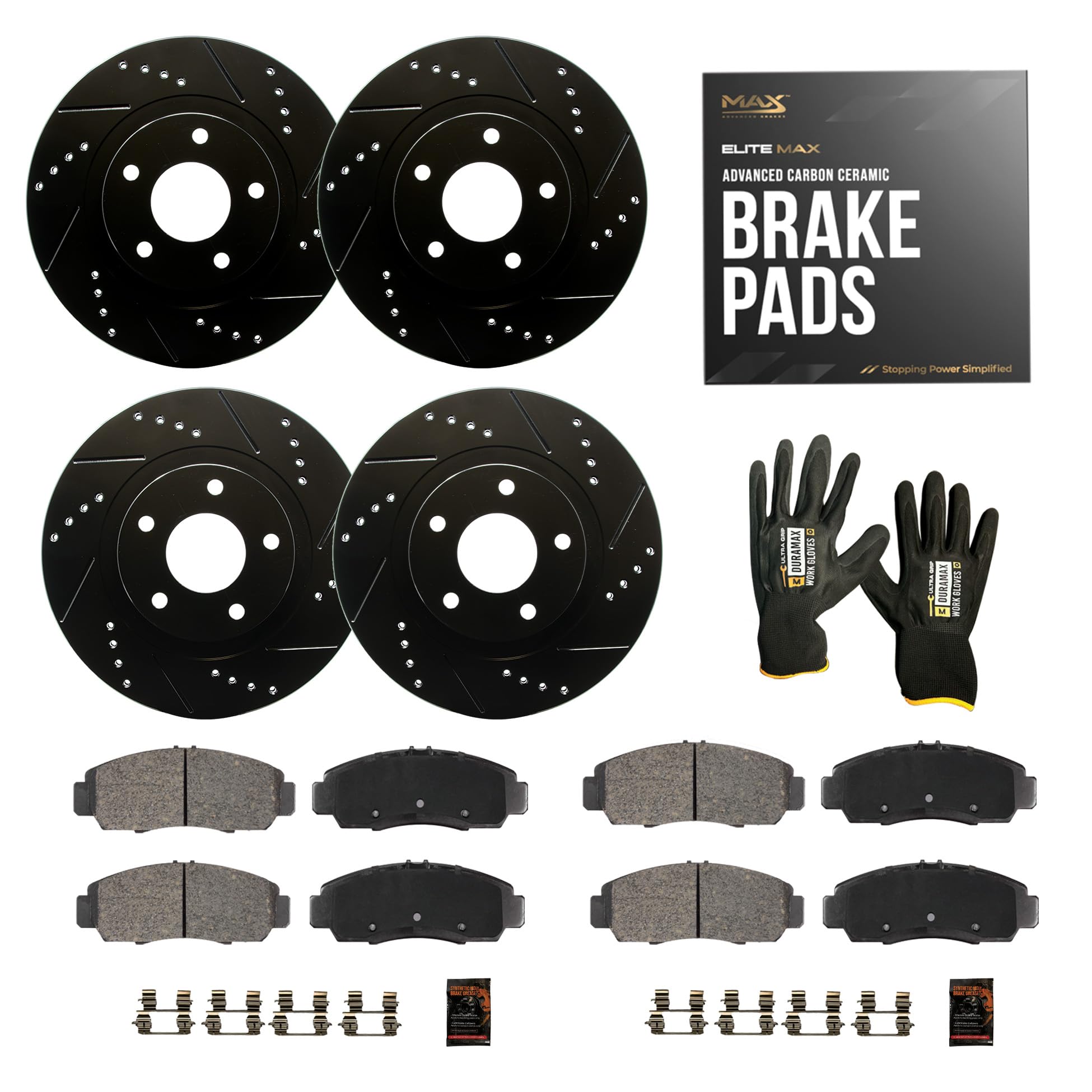 Max Advanced Brakes Front & Rear Brake Kit Compatible With 2004-2007 2008 2009 2010 2011 2012 2013 Mazda 3 Sport 2.0L Replacemen
