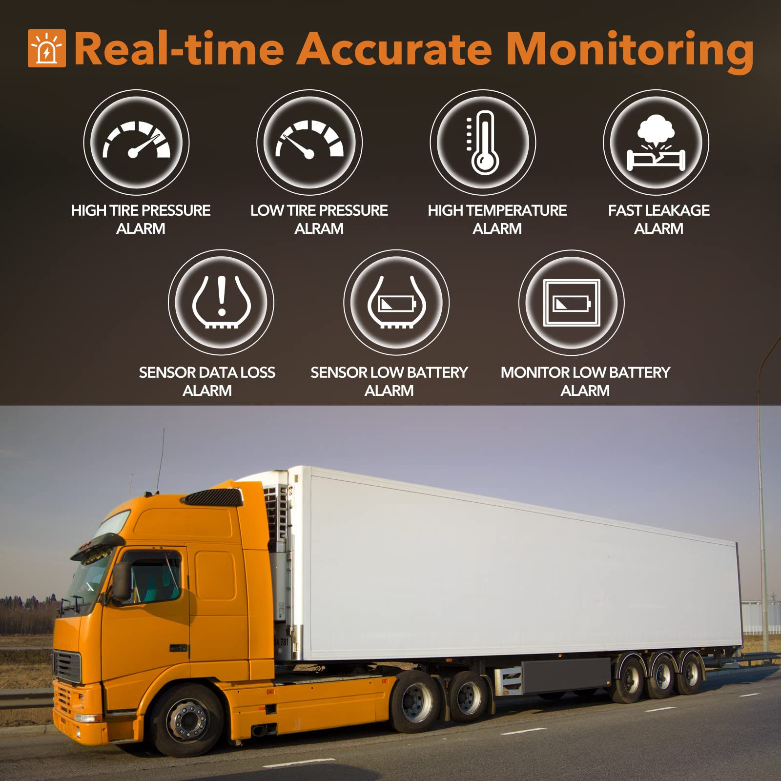 GUTA RV Tire Pressure Monitoring System, 12 Sensors, 80ft Range, Model GT20, 7 Alarm Modes, 14 Days Battery Life