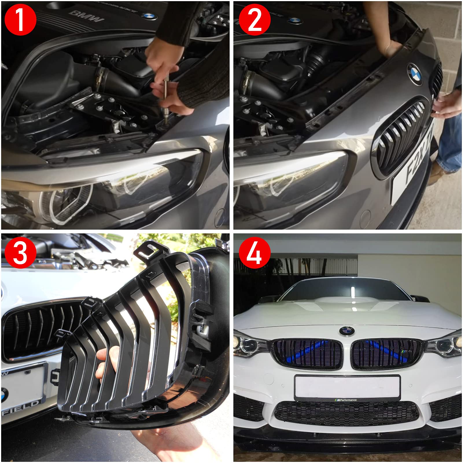 Jaronx Compatible With Bmw Grill Inserts For 2 5 6 7 X1 X2 Series,F10 F11 F45 F12 F13 F01 F02 F48, Compatible With Bmw V Brace W