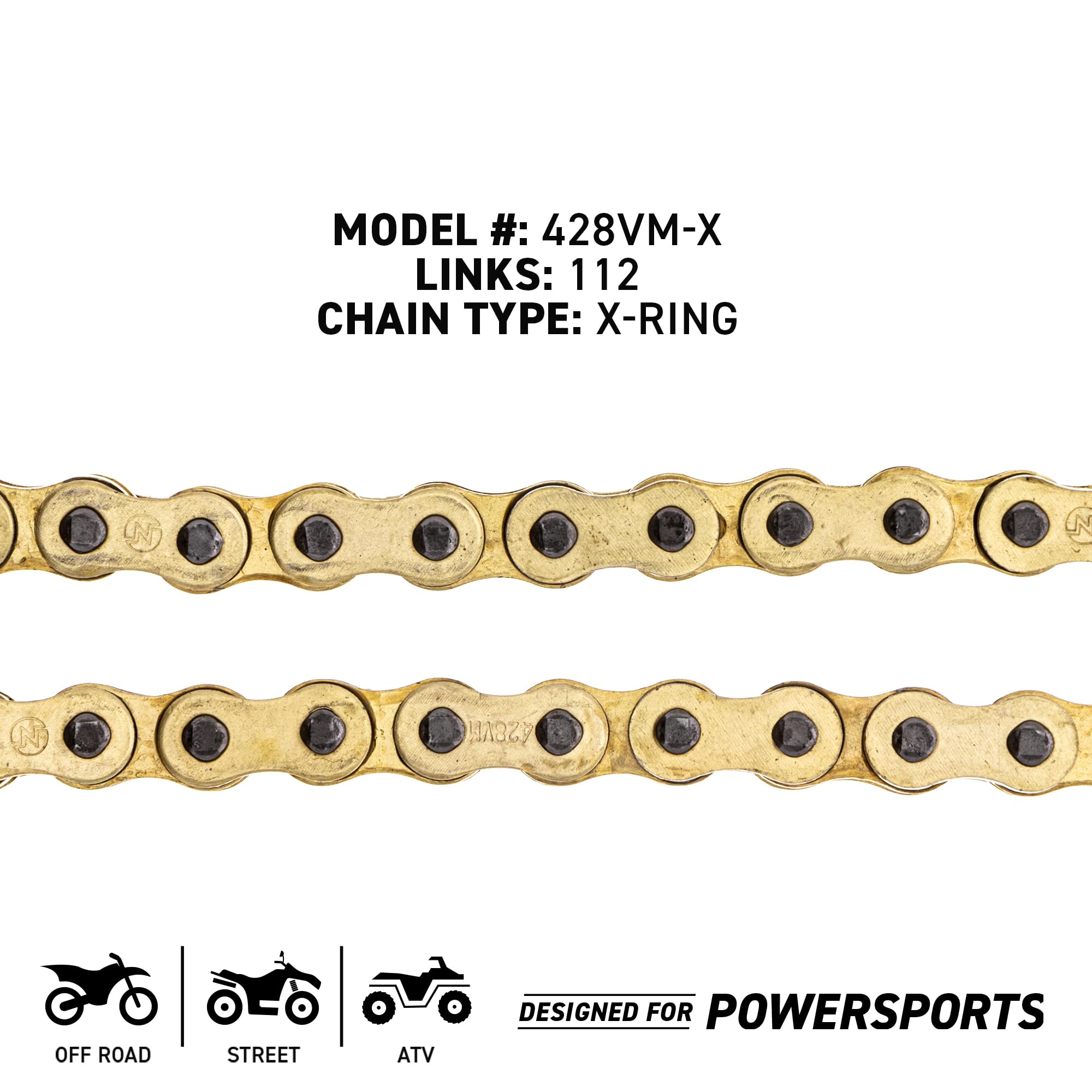 Niche Gold 428 X-Ring Chain 112 Links With Connecting Master Link