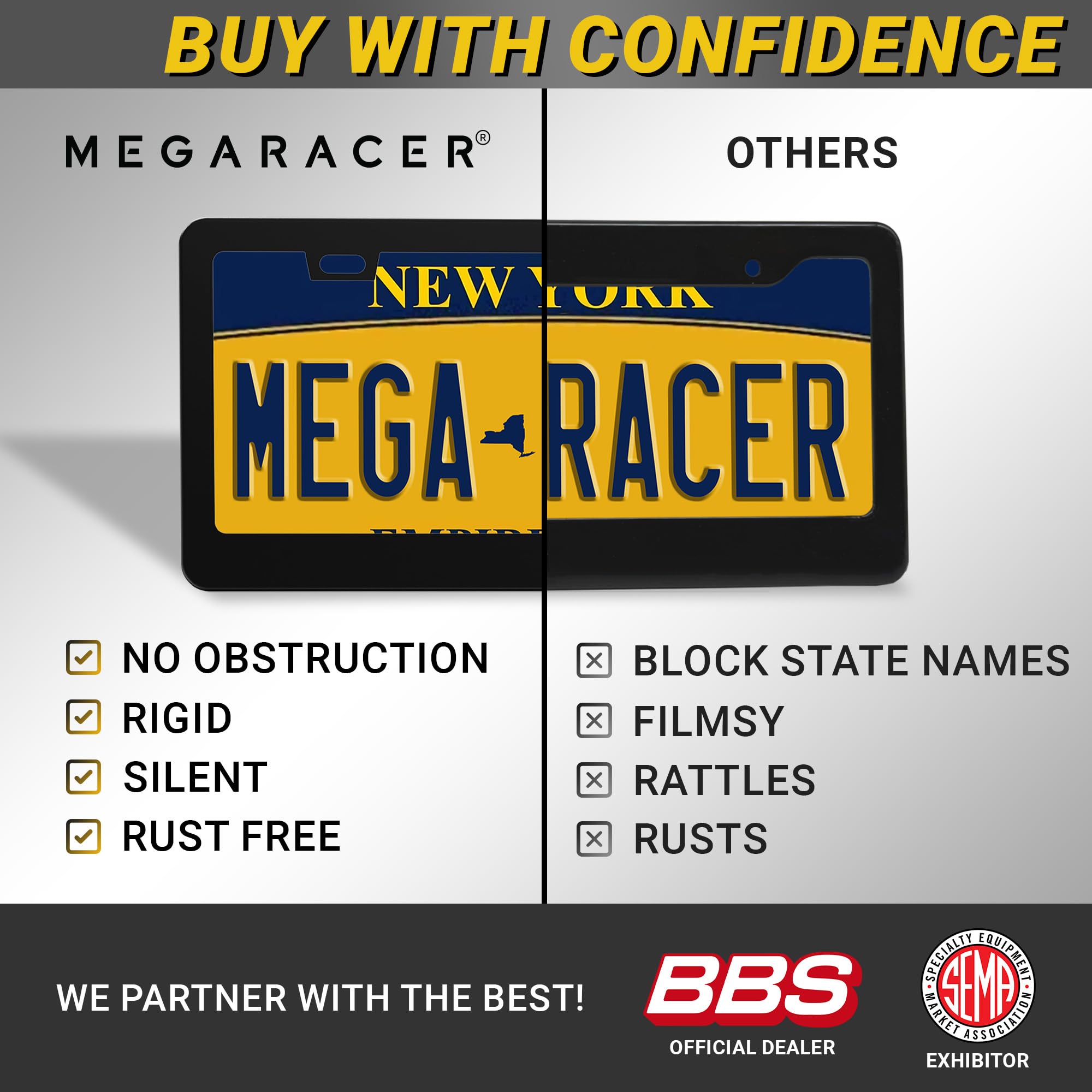 Matte Black License Plate Frames 2 Pack | License Plate Cover For Car Tag Frame | Metal All Black License Plate Frame for Men |
