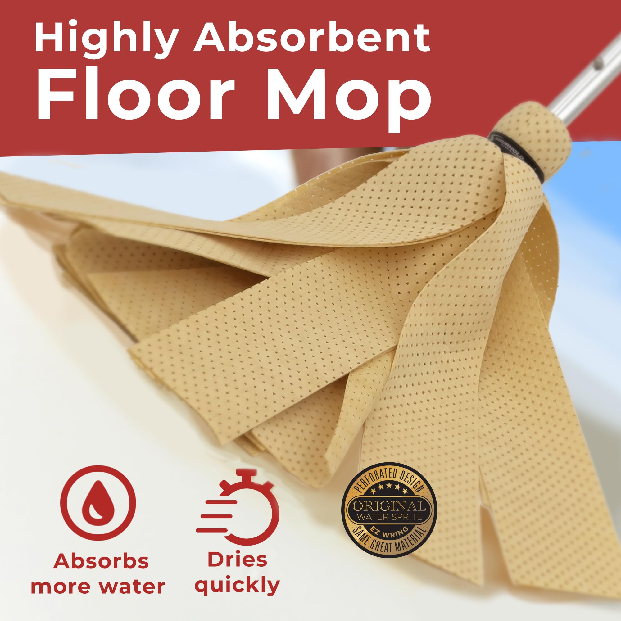 Shurhold Deluxe Heavy Duty Mop - Highly Absorbent PVA Strips, 4.5" Combi, Black, Model 117