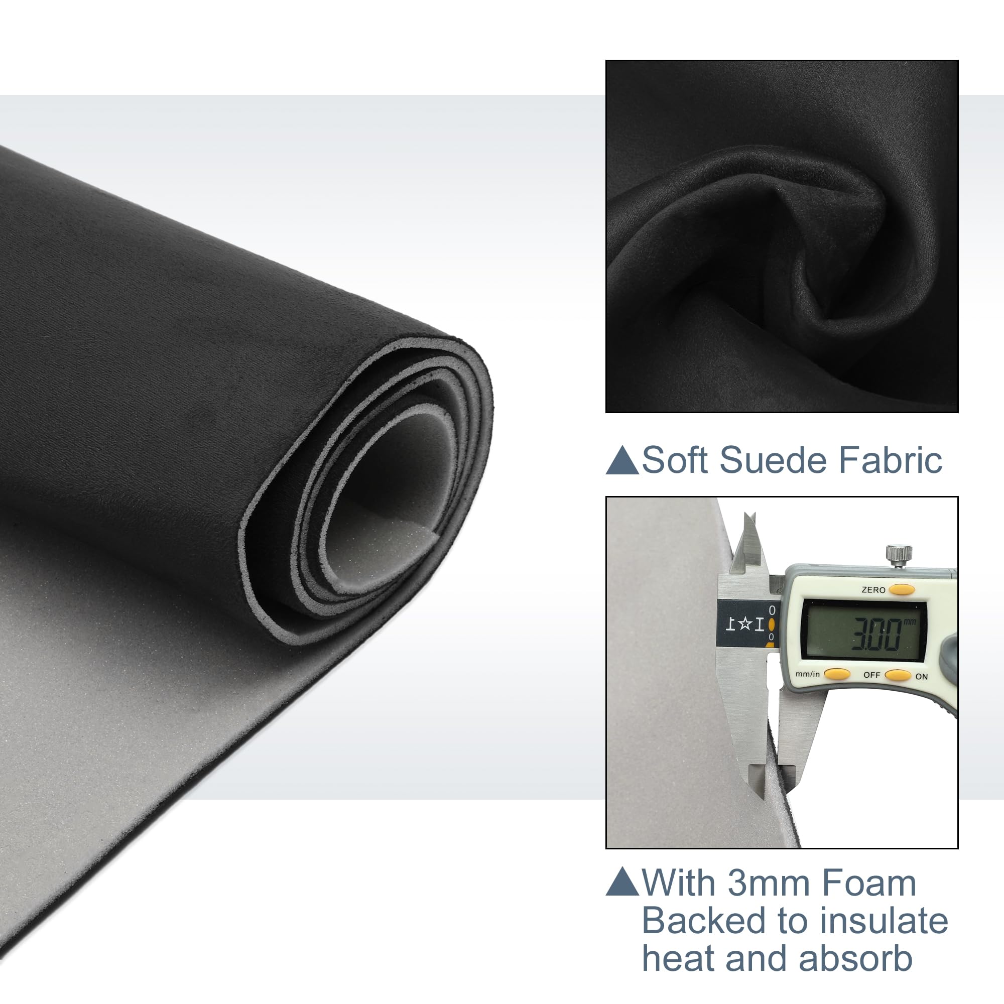 X AUTOHAUX Suede Headliner Fabric 80'' Length x 60'' Width Foam Backed for Car Truck RV SUV Interior Trim Protect Aging Broken F