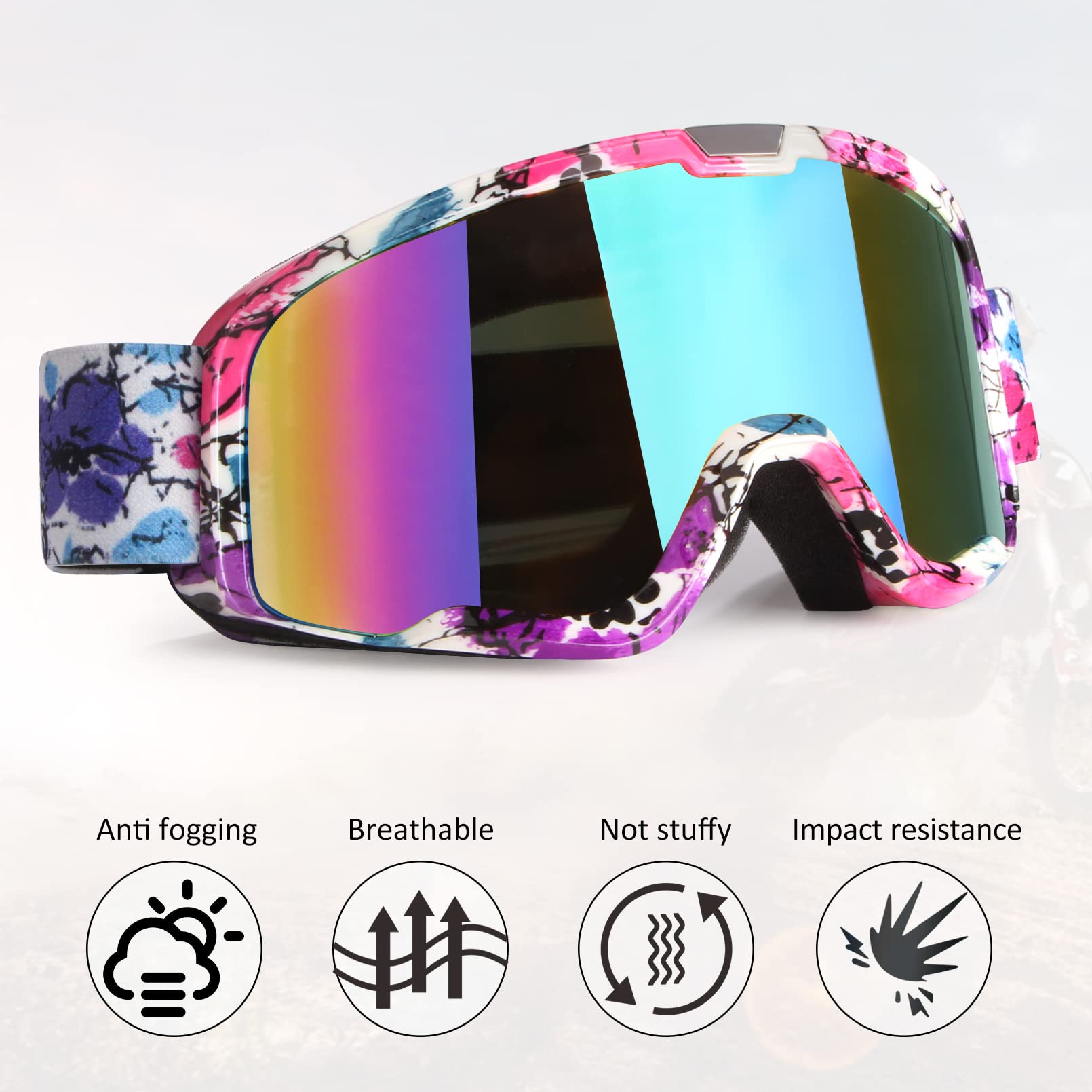 LMAVAG ATV Goggles Dirt Bike Goggles Motorcycle Goggles for Men Women Motocorss Riding Racing Goggles Offroad MX Goggles UV400 A