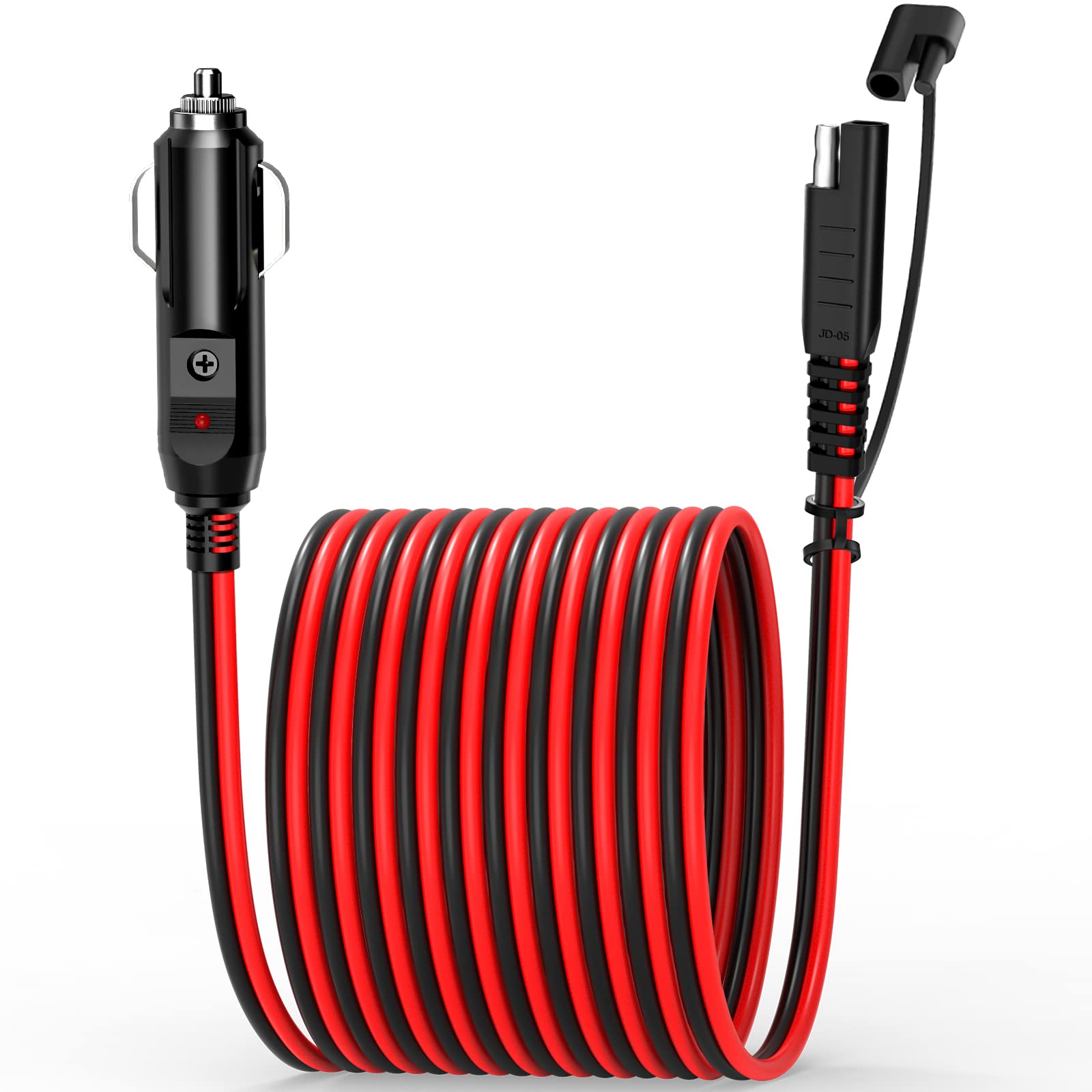 EXTRACTME 10FT Cigarette Lighter SAE Battery Charger Cable, 14AWG 12V Cigarette Lighter Plug to SAE Quick Release Adapter Extens