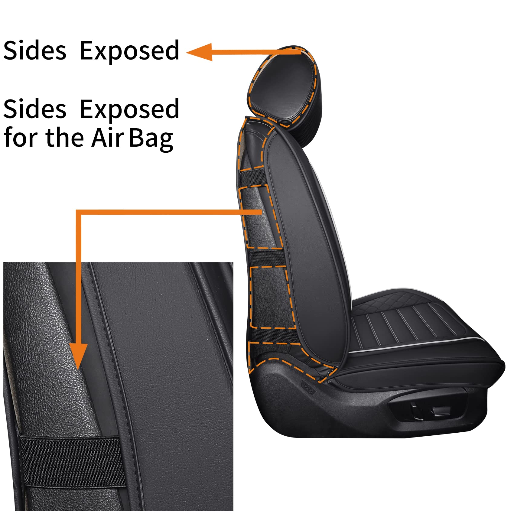 Aierxuan 2PCS Seat Covers Leather Cushions Universal Fit for Ford Chevy Subaru Acura Infiniti Benz Audi Highlander Camry Rav4 Ta