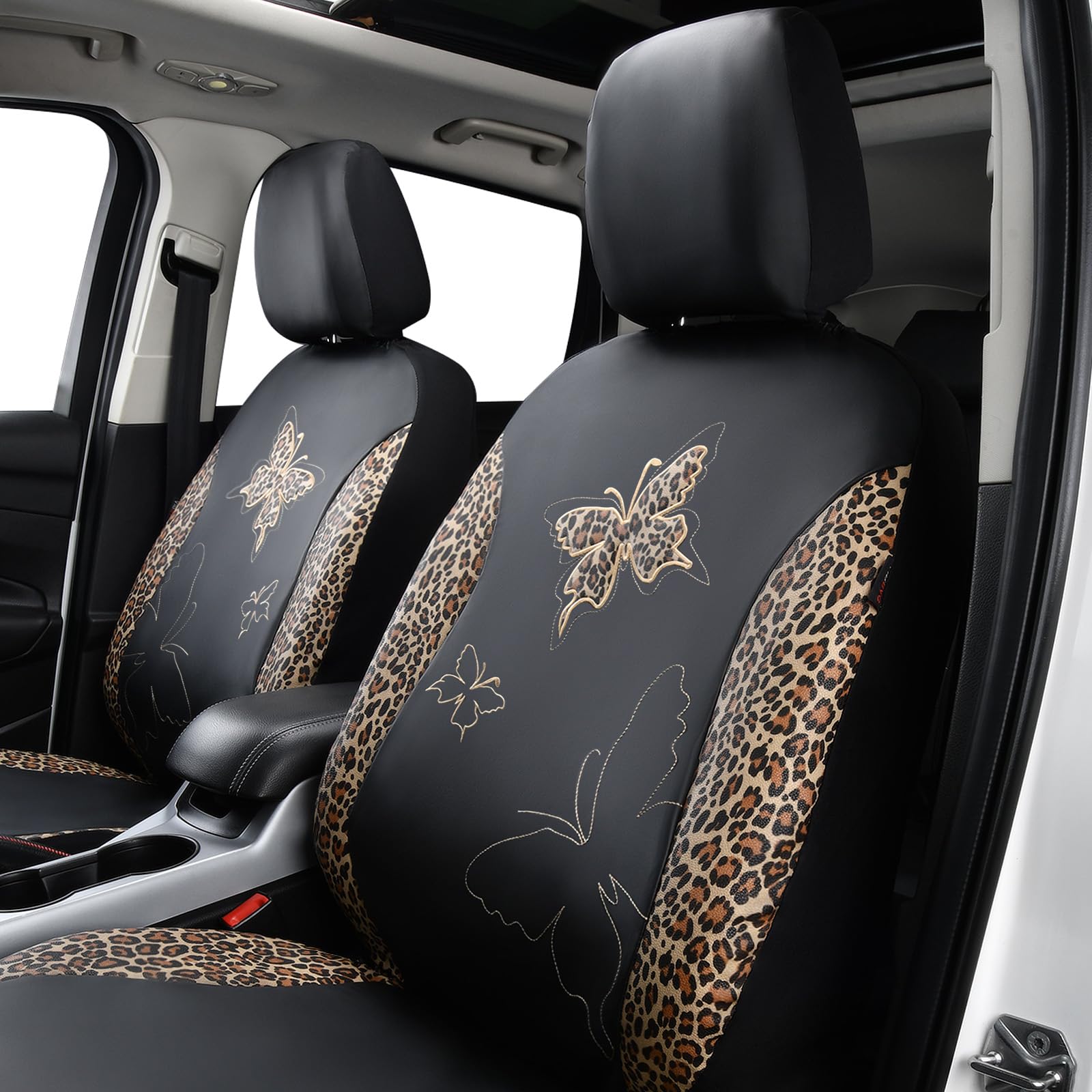 Flying Banner Butterfly Car Seat Covers Ful Set Fashion Universal Lady Woman Female Rear Bench Split Colorized (Full Set - Faux