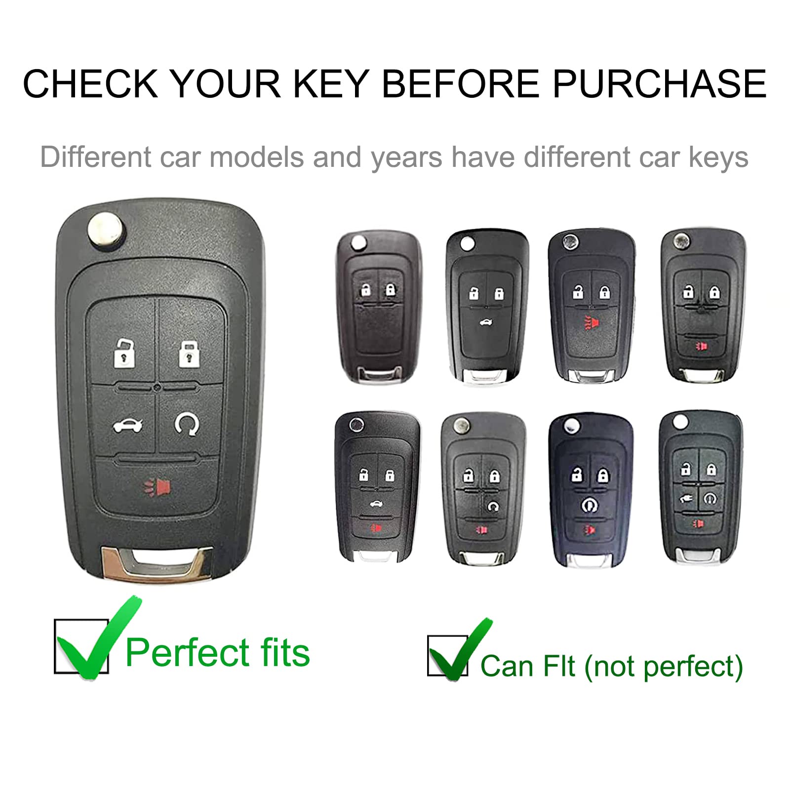 Cacarlike For Chevy Key Fob Cover With Chevy Keychain, Car Key Fob Case Compatible With Chevrolet Equinox Camaro Cruze Malibu So