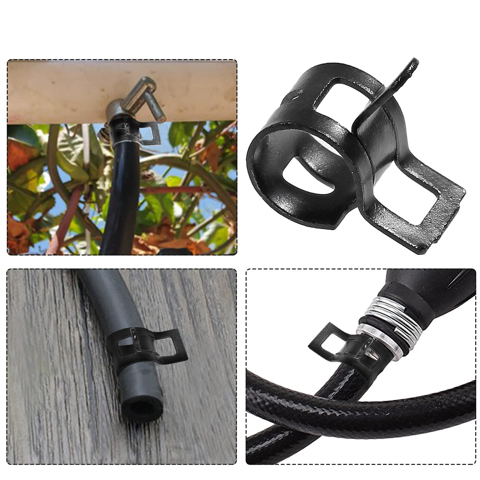 Rierdge 40 Pcs 1/3 Inch Id Spring Band Type Clamps, 8Mm Fuel Hose Clamps Fasteners, Black Spring Hose Clip For Fuel Hose Line Wa