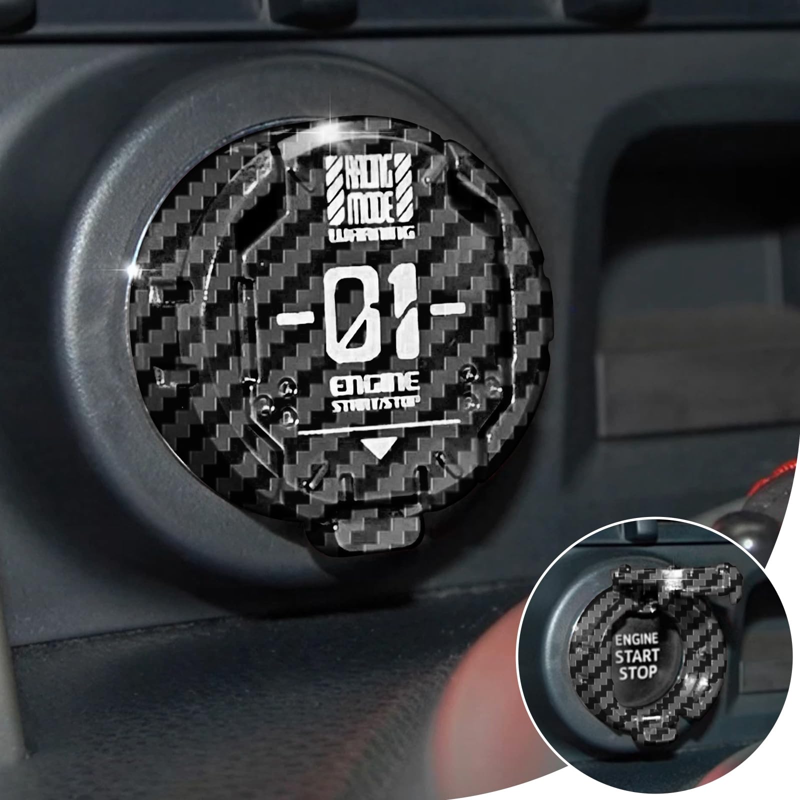 Original Push Start Button Cover, Metal Mecha Car Engine Start Stop Button Protector, Cool Car Accessories Interior Decor Sticke