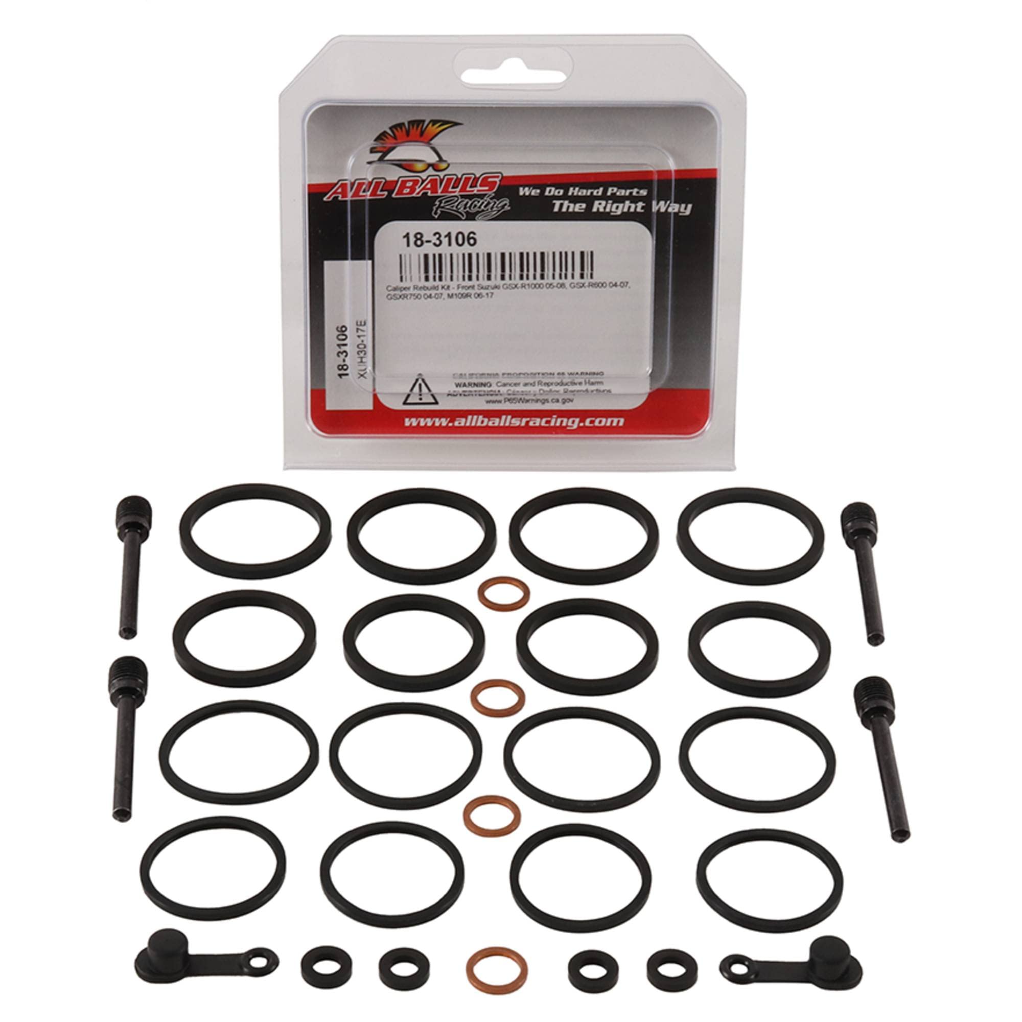 New All Balls Racing Front Caliper Rebuild Kit 18-3106 Compatible With/Replacement For Suzuki M109R 17