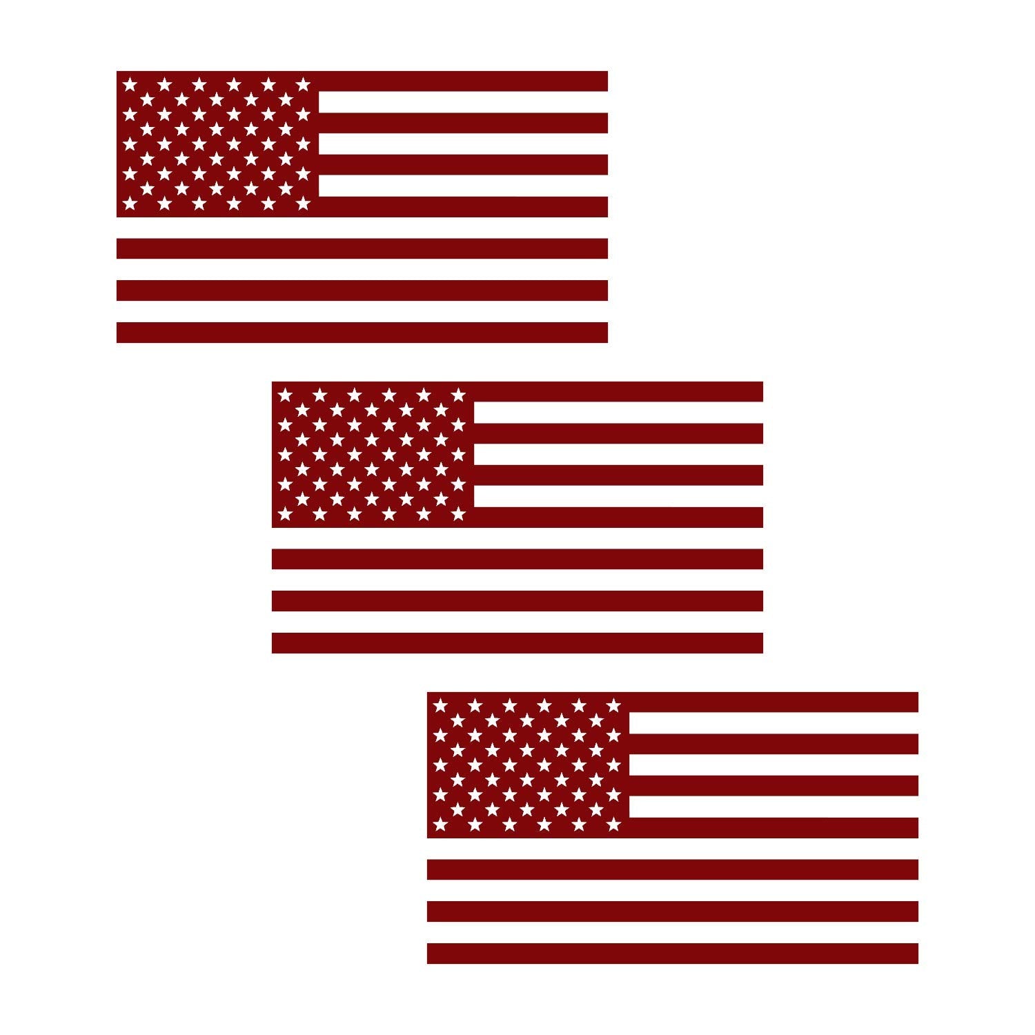 American Us Flag [Pick Color/Size] Vinyl Decal Sticker For Laptop/Car/Truck/Window/Bumper (7.5In X 4.2In [3-Pack], Matte Maroon)