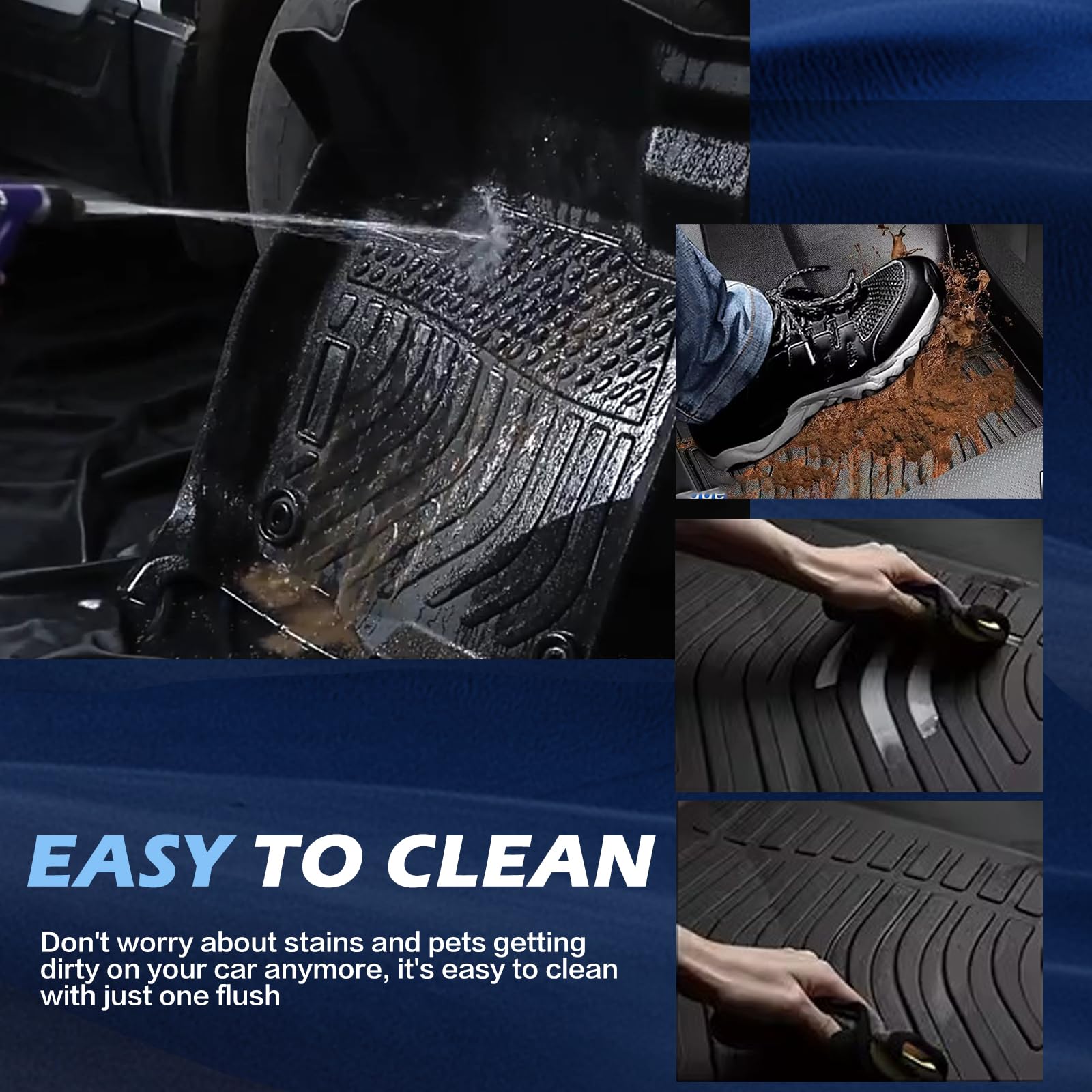 Tupliege All-Weather TPE Rubber Floor Mats for 2013-2018 Toyota RAV4, Waterproof, Odorless, Anti-Slip, Black, 1st & 2