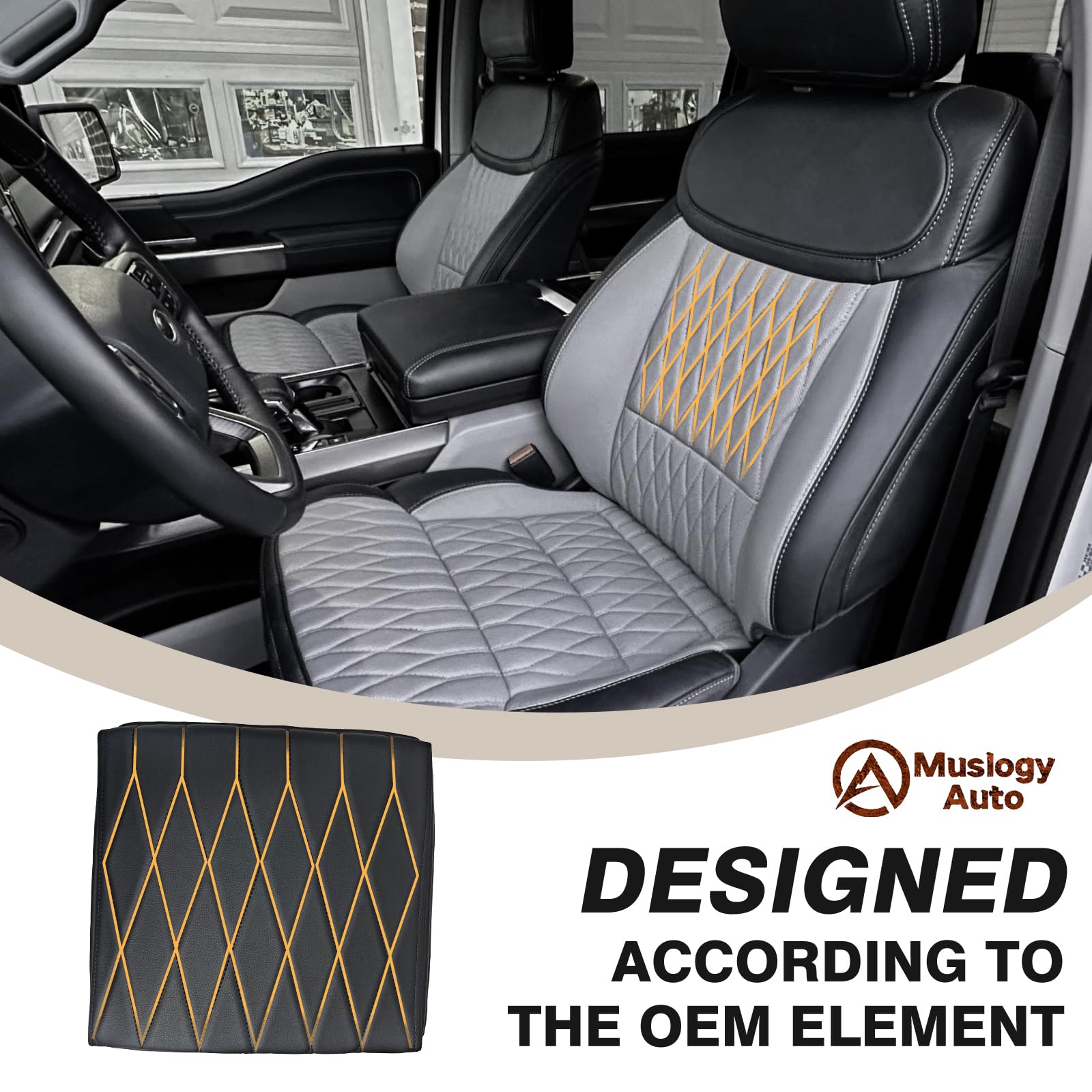 Muslogy Center Console Armrest Cover for Ford F-150 2021-2026, Extra Thick Vegan Leather, Comfortable Pad, WorkSurface Only