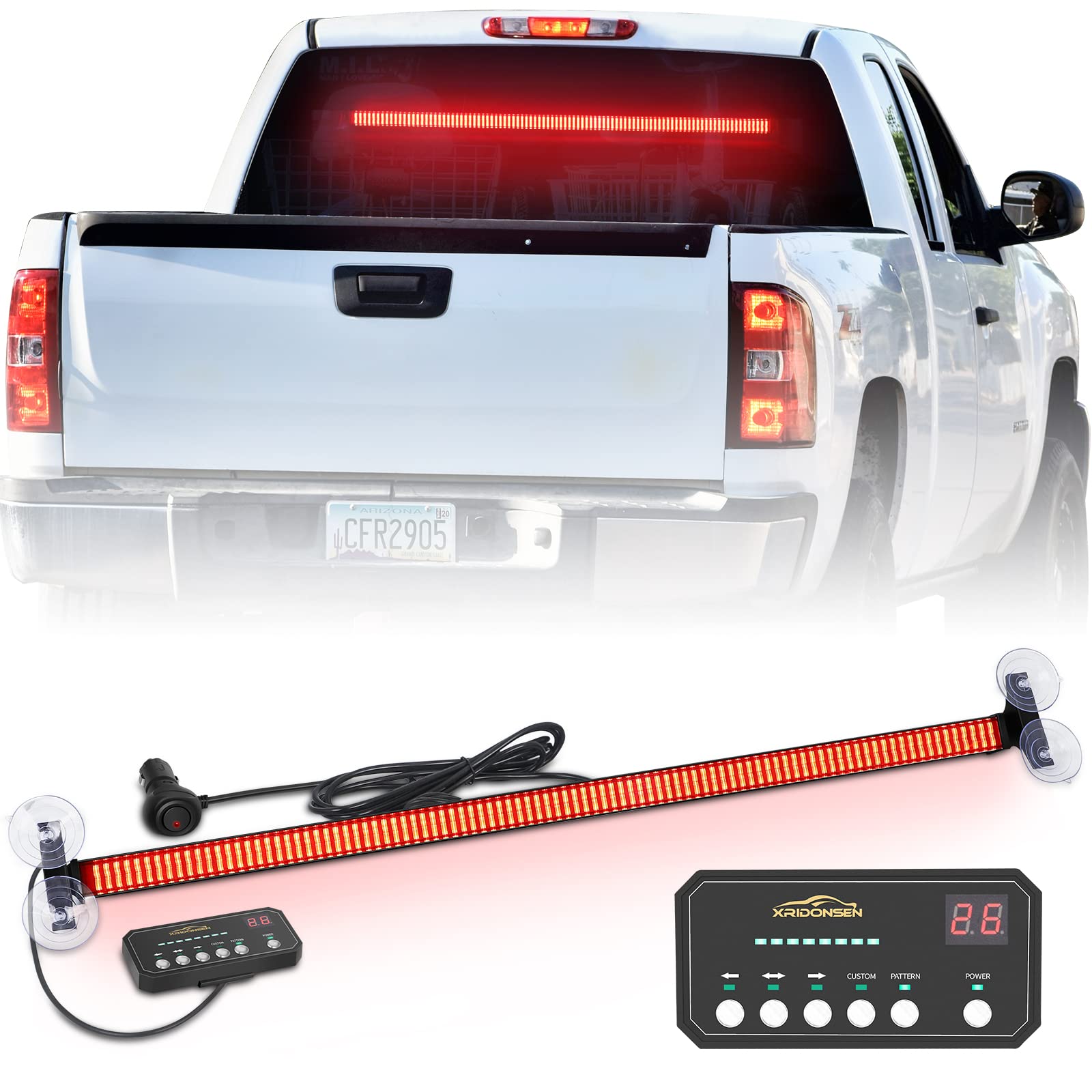 Xridonsen 35 Inch Traffic Advisor Light Bar 144 Led Red Emergency Warning Flashing Safety Interior Windshield Strobe Lights W/Di