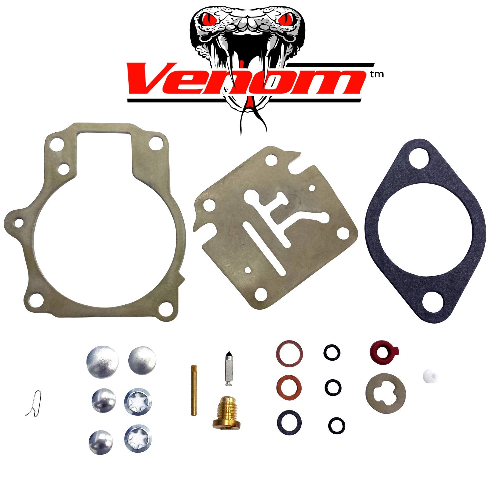 3-Pack Venom Brand Carburetor Carb Rebuild Repair Kit (For Johnson Evinrude) W Float/Fits Many 18 20 25 28 30 35 40 45 48 50 55