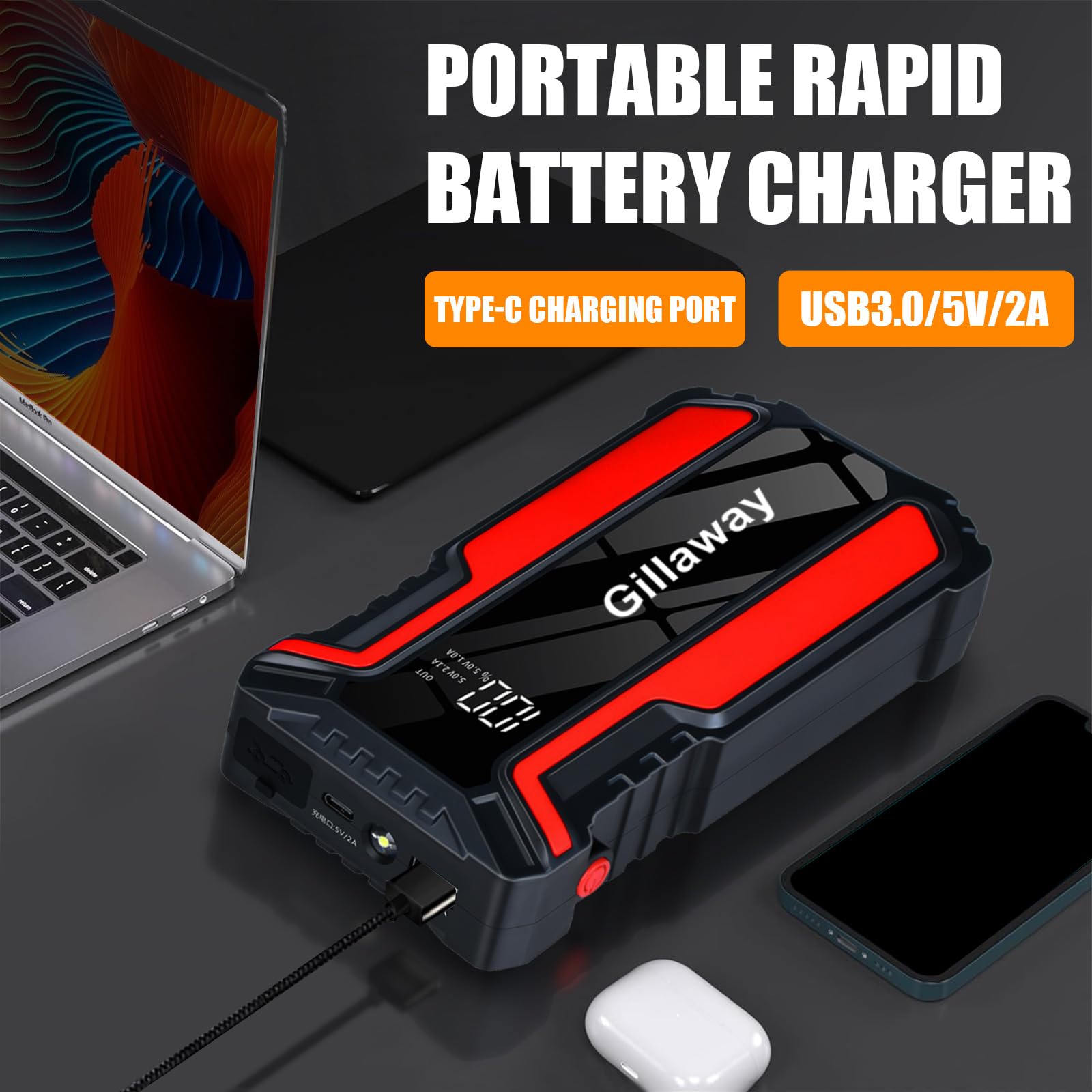 016 Jump Starter 5000A Peak, Jump Starter Battery Pack Up To 50 Jump Starts, 12V Jump Box For Car Battery, Up To 9.0L Gas And 7.