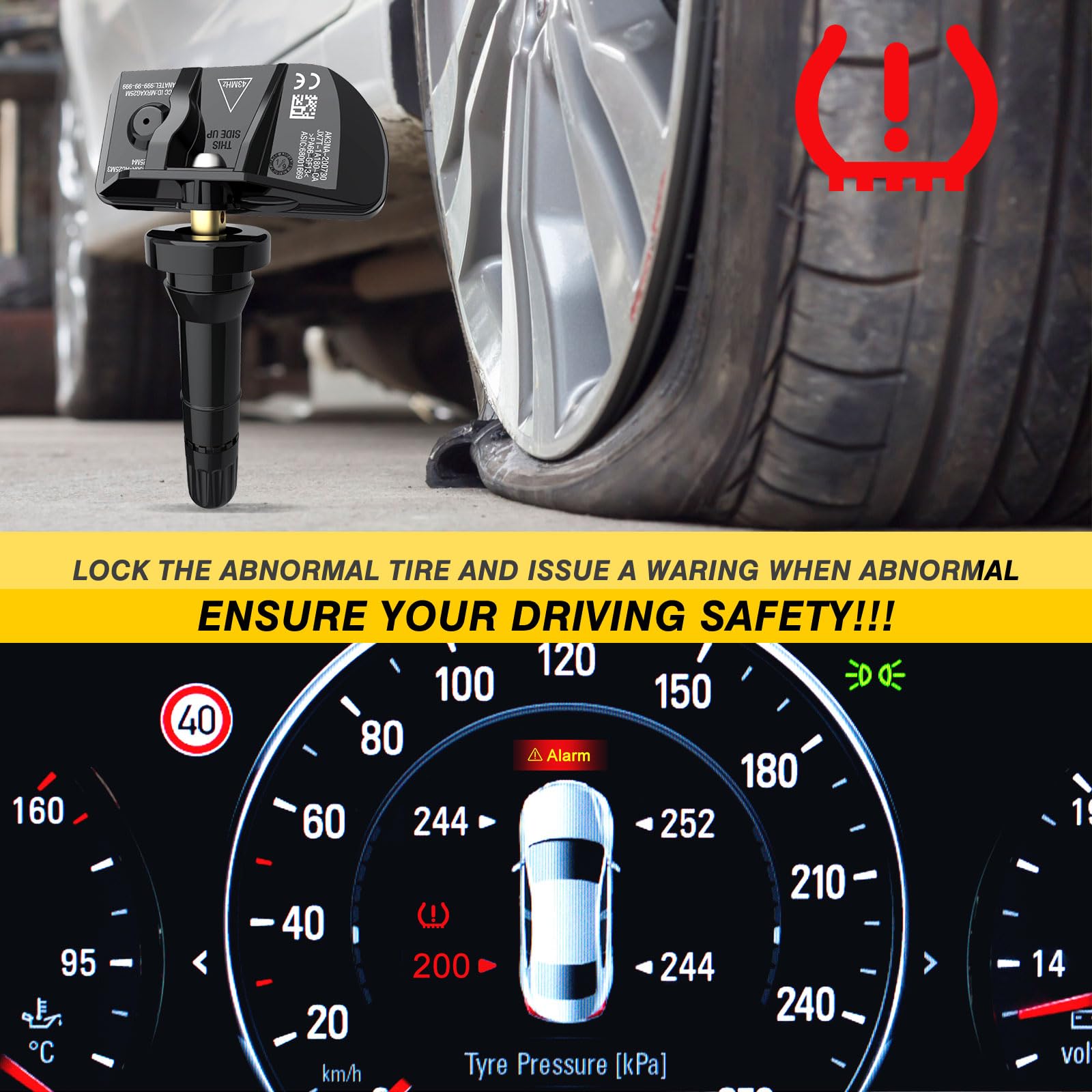 GEARMEISTER TPMS Sensors, 433 MHZ Tire Pressure Monitor System Replacment Sensor for 2020-2024 Chevy Silverado GMC Sierra Cadill