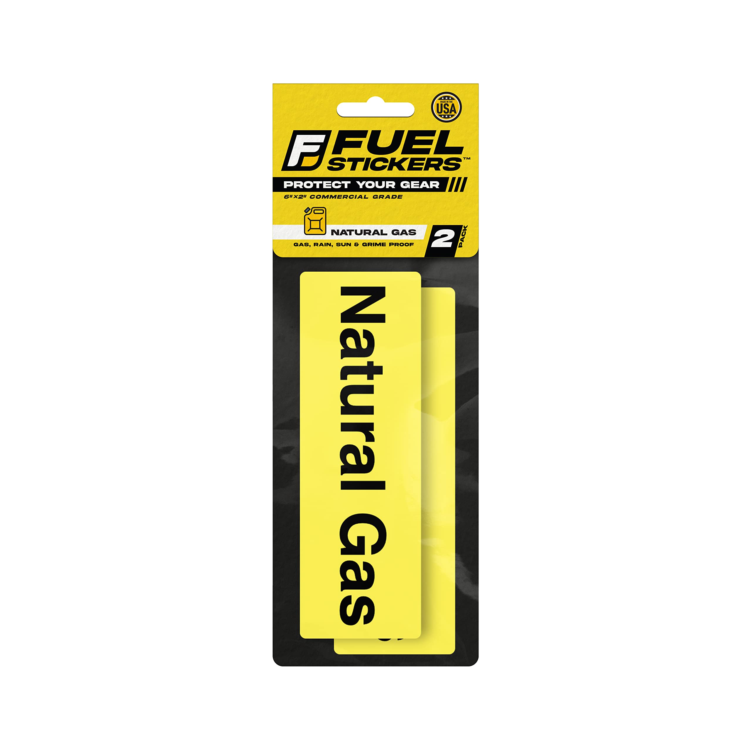 Natural Gas Sticker - Fuel Label Signage For Pipe, Storage Tank, Container - Weather Proof, Extreme Stick, Indoor/Outdoor Rated 