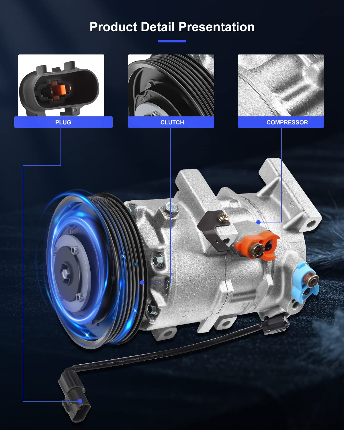 ECCPP AC Compressor for Hyundai Accent & Kia Rio 1.6L (2012-2017) - Fast Cooling, Model 104115-5211-1615561