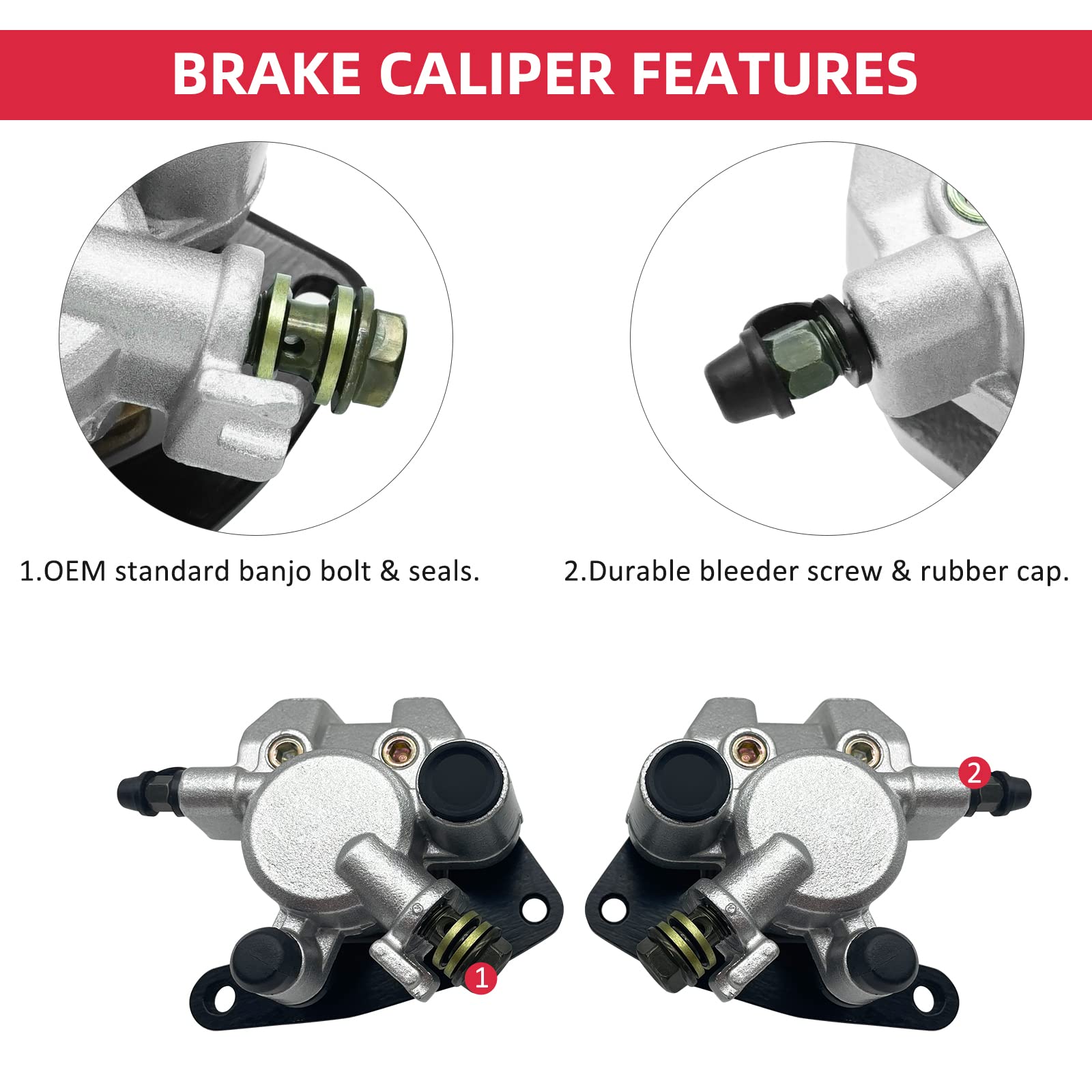 M MATI Front Left Right Brake Calipers for Honda TRX250 TRX250EX TRX250X TRX300 TRX300EX TRX300X TRX400 TRX400EX TRX400X Sportra