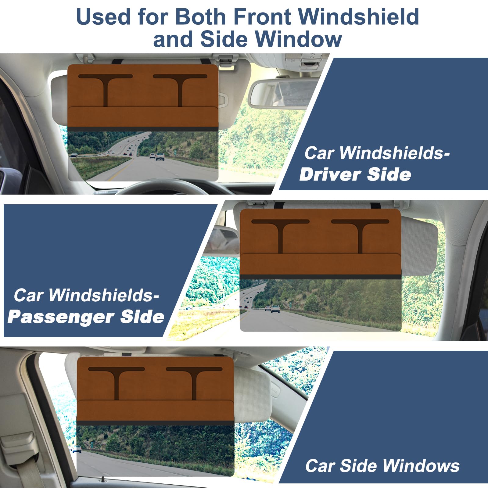 NAZZO Car Visor Extender - Polarized Sun Blocker, Anti-Glare PC Lens, Brown