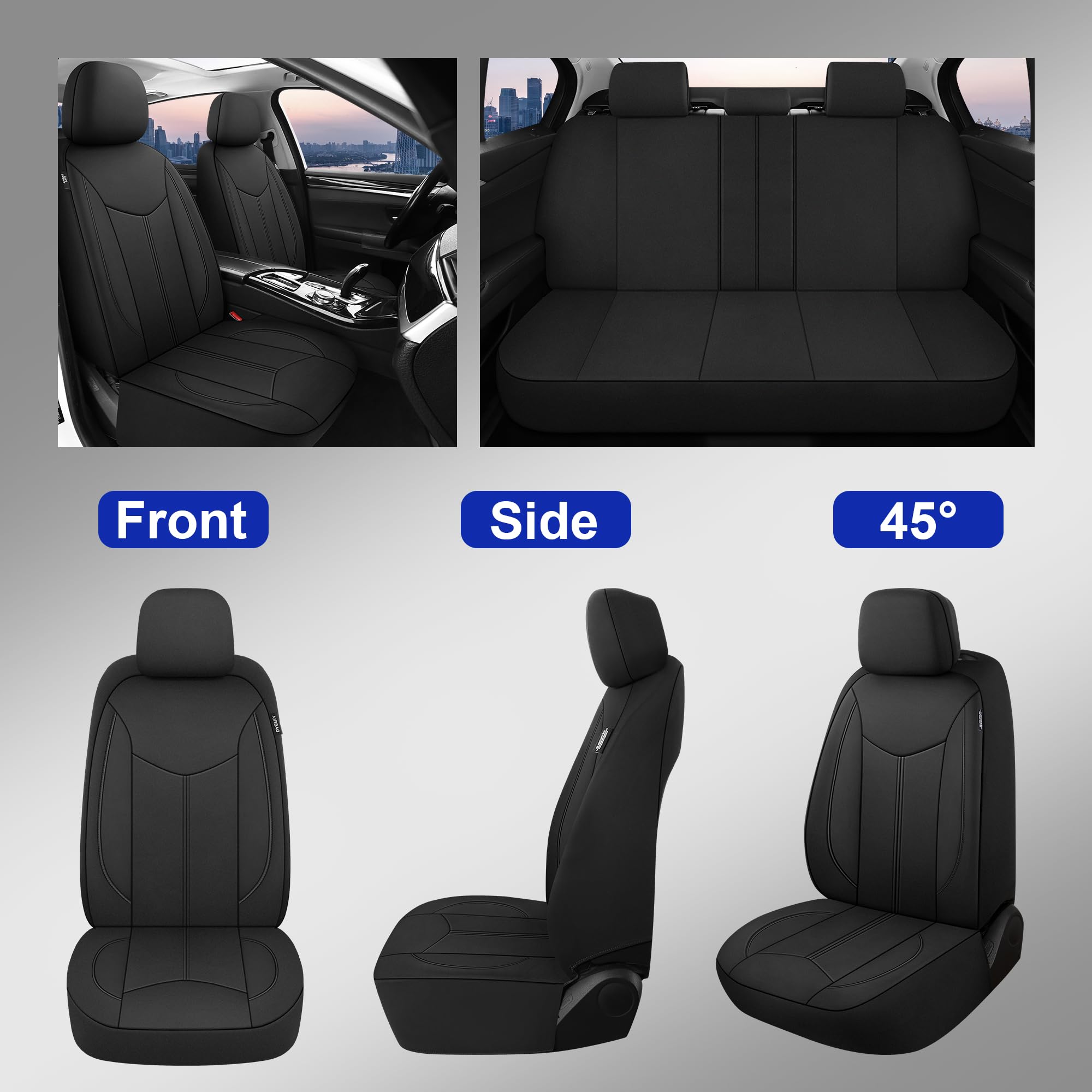 Caromop Waterproof Car Seat Cover Full Seats, Neoprene Seat Covers For Cars,Split Bench Compatible Car Interior Covers, Universa