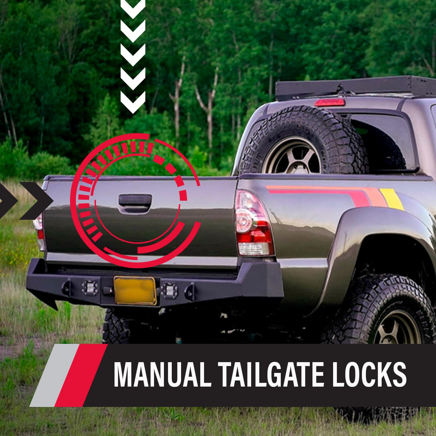 Pop & Lock Pl5509 Magnetic Gray Metallic Manual Tailgate Lock For Toyota Tacoma (Standard Lock)