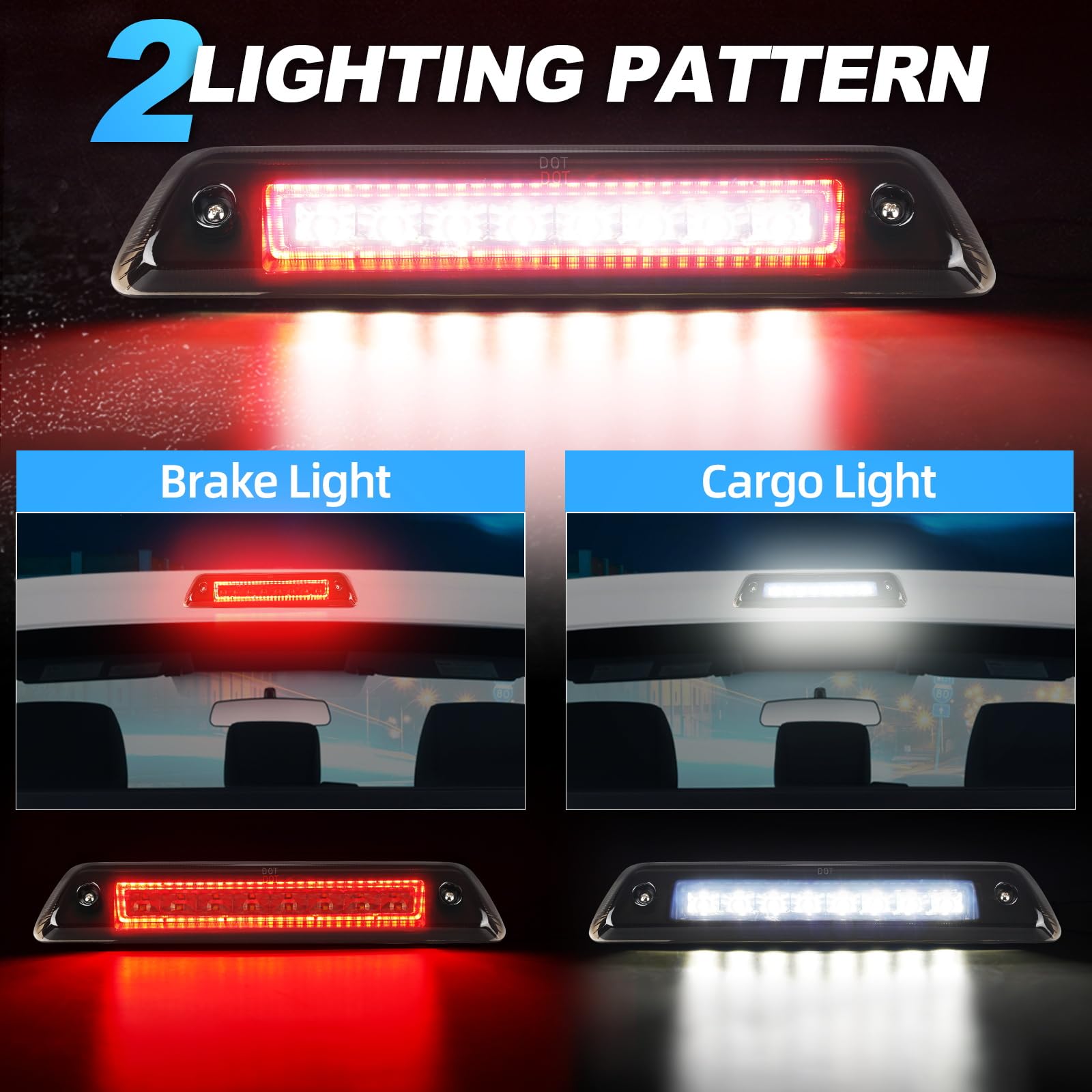 Suparee Led Third Brake Light Smoked Lens Fit For 2009 2010 2011 2012 2013 2014 Ford F150, 3Rd Brake Light Assembly Roof White C