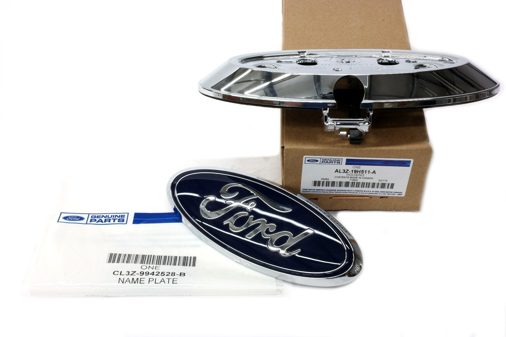 Ford F-150 Tailgate Backup Camera Housing Bezel & Emblem, OEM Model AL3Z-19H511-A, Silver, 2009-2014 Compatibility