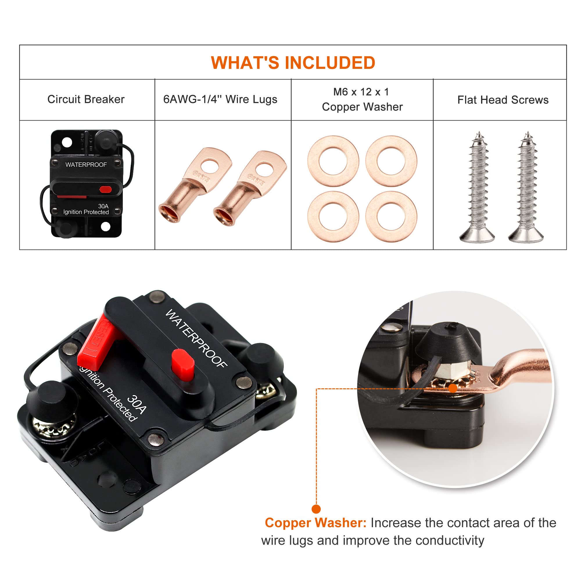 Erayco 250 Amp Circuit Breaker With Manual Reset For Car Marine Trolling Motors Boat Atv Manual Power Protect For Audio System F