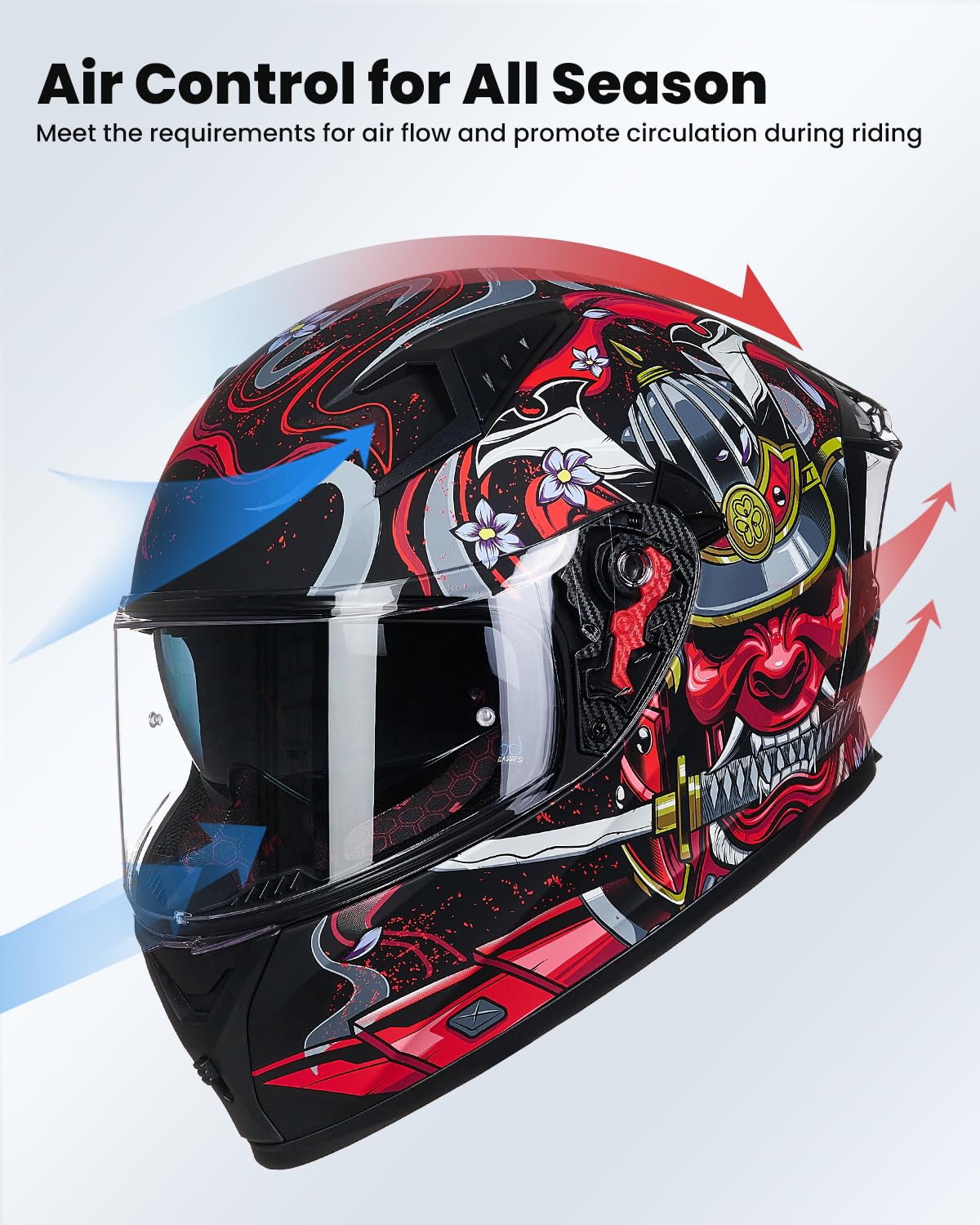 Ilm Motorcycle Helmet Full Face With Pinlock Compatible Clear&Tinted Visors And Fins Street Bike Motocross Casco Dot Model Z501(Armor Red, X-Large)