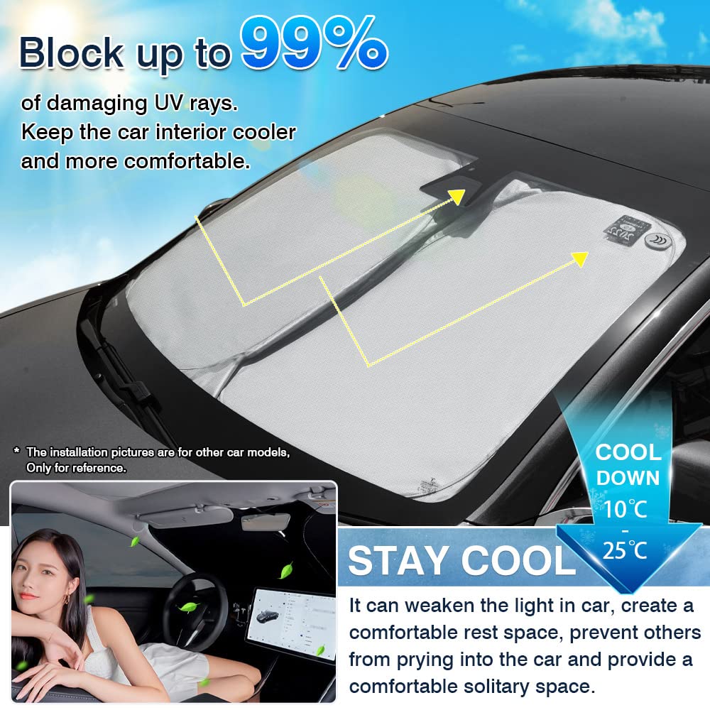 Karltys Front Windshield Sun Shade For 2017-2022 Honda Crv, Foldable Window Sunshade Cover Custom Fit Cr-V, 240T Thickened Sun S