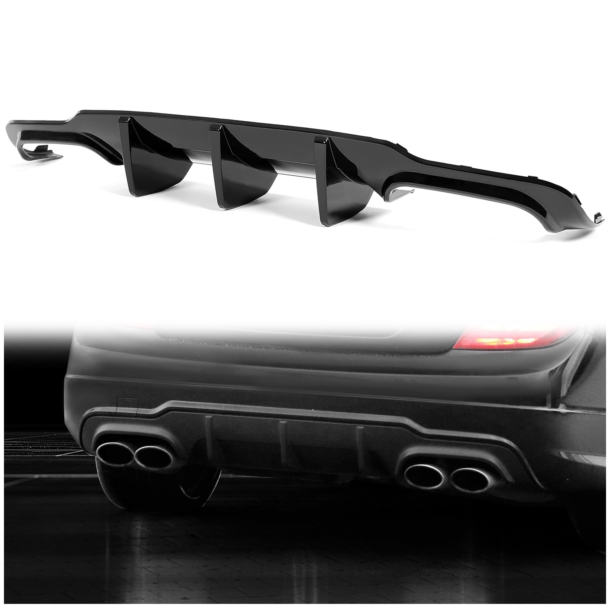 HECASA Rear Diffuser Compatible with 2012-2014 Mercedes Benz W204 C250 C300 C63 AMG Sedan/Coupe Lower Lip Bumper Protector Gloss