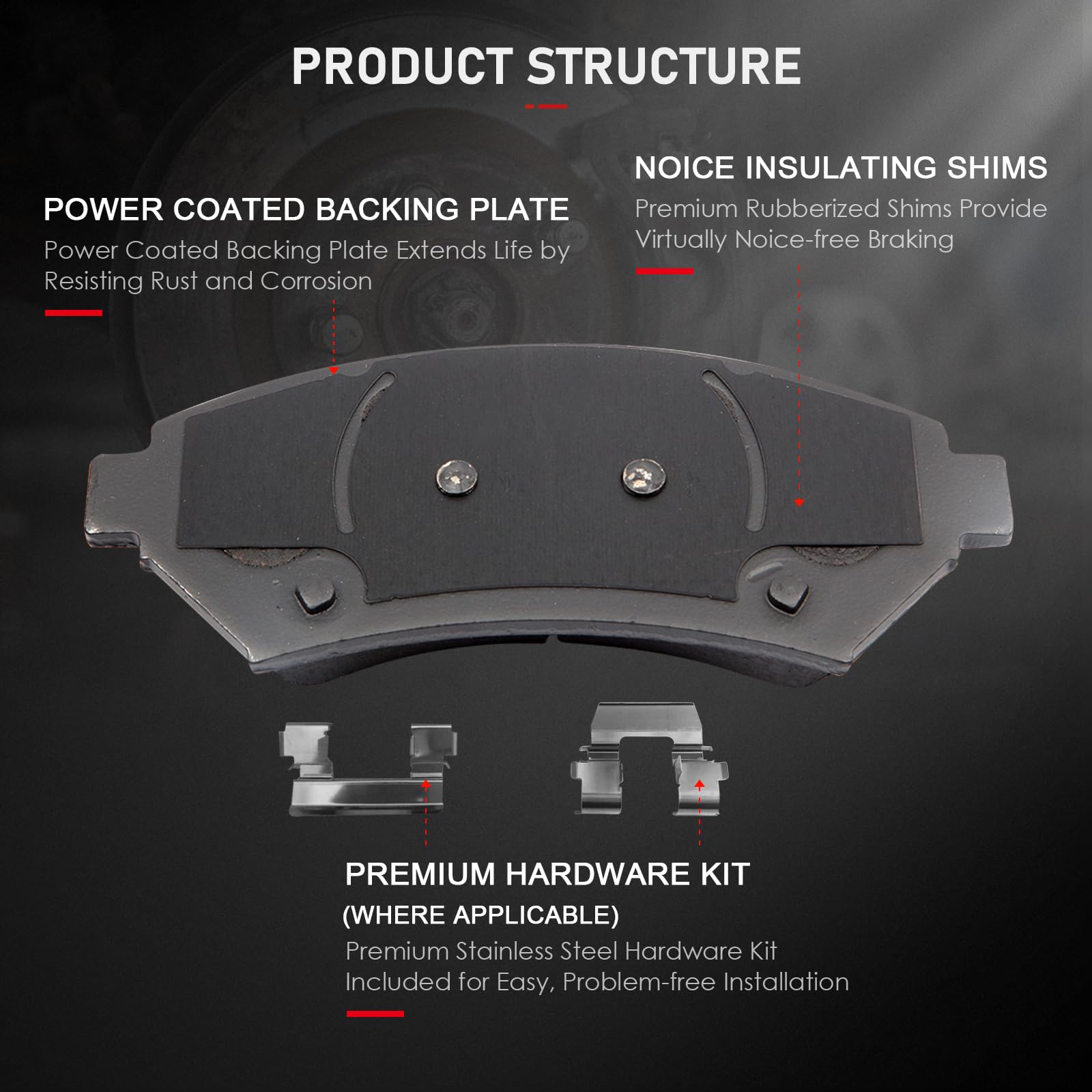 Cciyu D699 D714 Ceramic Front Rear Disc Brake Pad Set For Buick Century/Lesabre/Regal/Riviera/Park Avenue,For Cadillac Deville/E