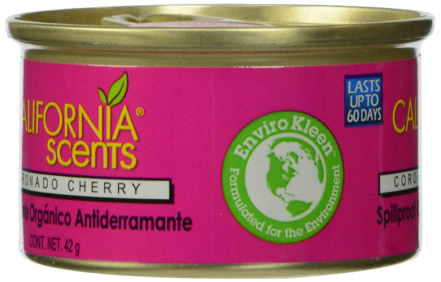 California Scents Spillproof Organic Air Freshener, Coronado Cherry, 1.5 oz Cannister, Red, Model #CAN-016