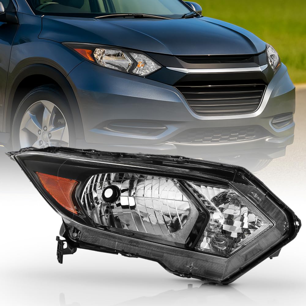 KEEKPO - Compatible with 2016 2017 2018 Honda HR-V Black Housing Headlight HeadlampsAssembly Replacement Passenger Side