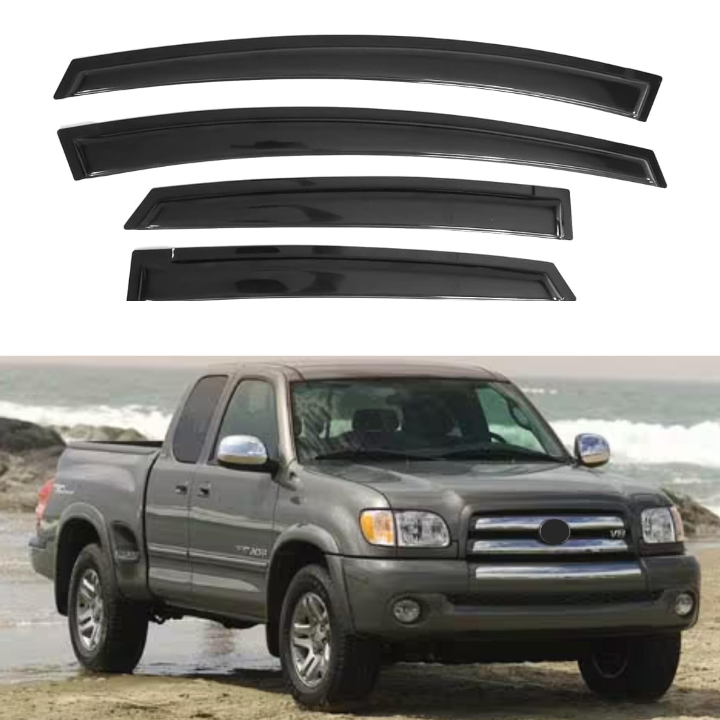 Ig Window Visor For Toyota Tundra Double Cab 2004-2006, Rain Guard Tape-On Extra Durable Side Vent Window Deflector, 2004 2005 2