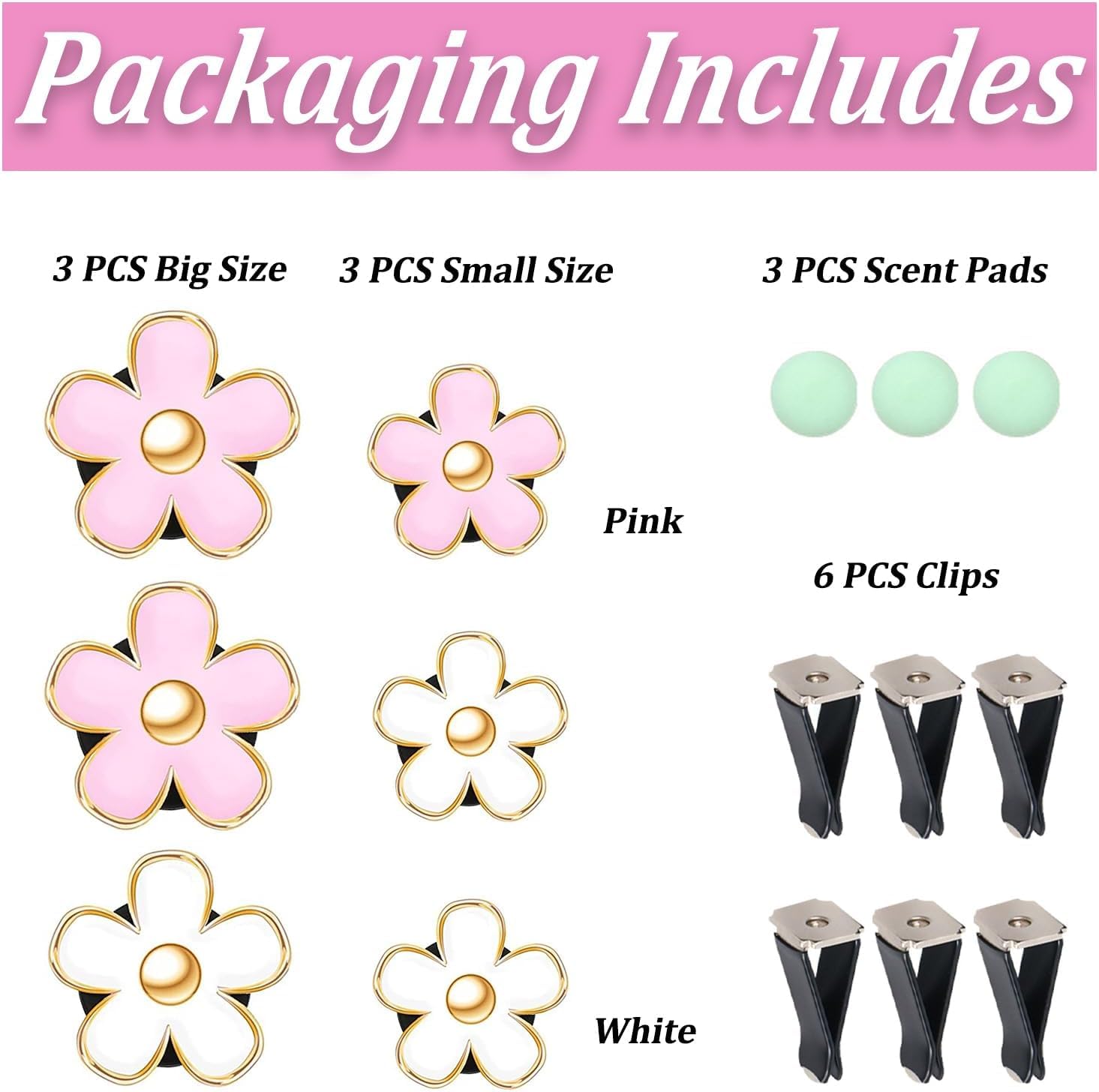 Obtanim 6 Pcs Car Air Vent Clips Colorful Daisy Flower Car Air Freshener Clip Air Conditioning Outlet Clip For Car Interior Deco
