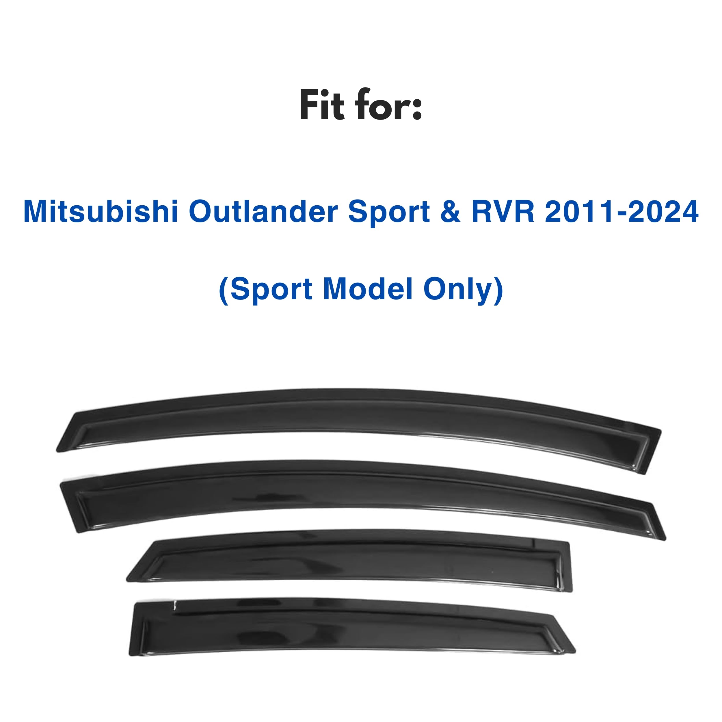 Immortal Group IG Window Visor, Rain Guard Deflector, Acrylic, Black, for Mitsubishi Outlander Sport & RVR 2011-2024, Model 812008
