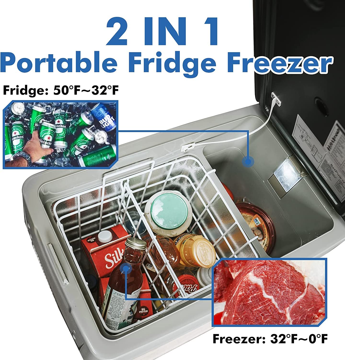 Setpower Aj50 Portable Freezer Fridge For Car With Cover,53 Quart(50L) 12 Volt Refrigerator For Camping,Portable Car Refrigerato