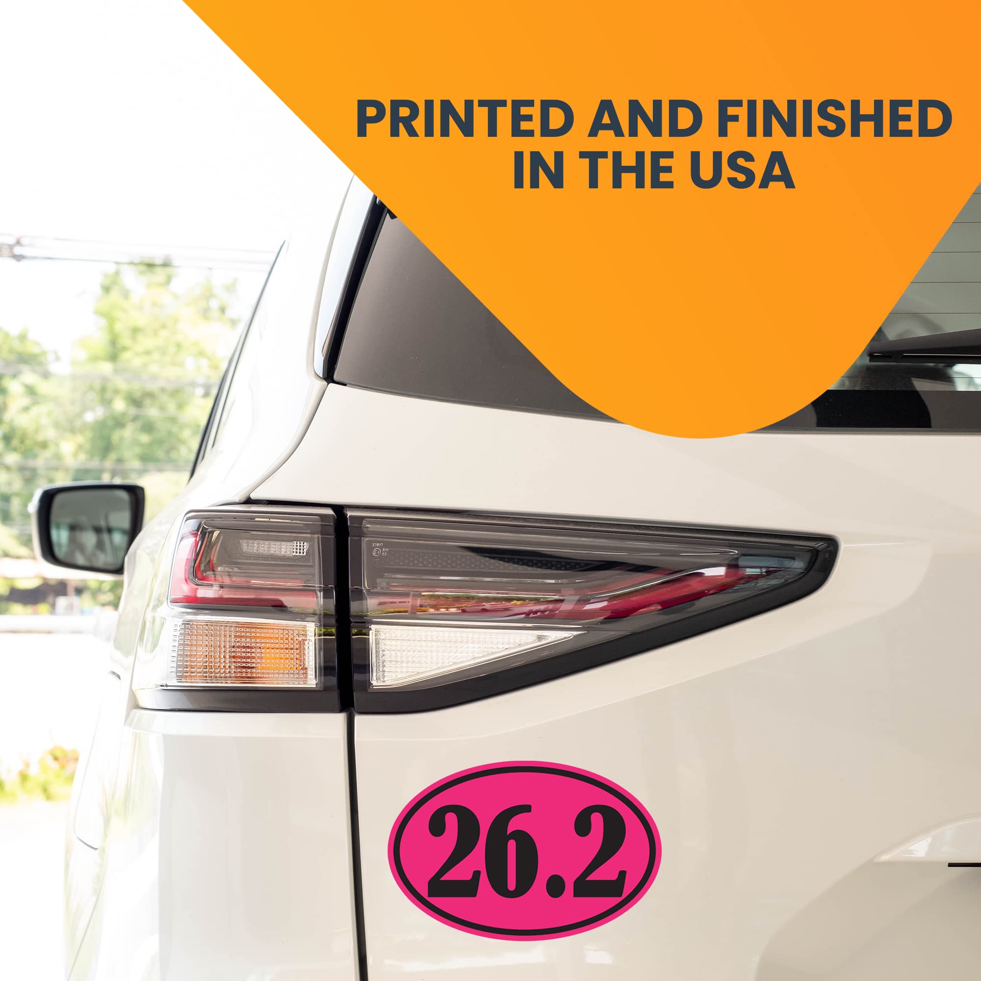 Magnet Me Up 26.2 Marathon Pink And Black Oval Magnet Decal, 4X6 Inches, Heavy Duty Automotive Magnet For Car Truck Suv Decal