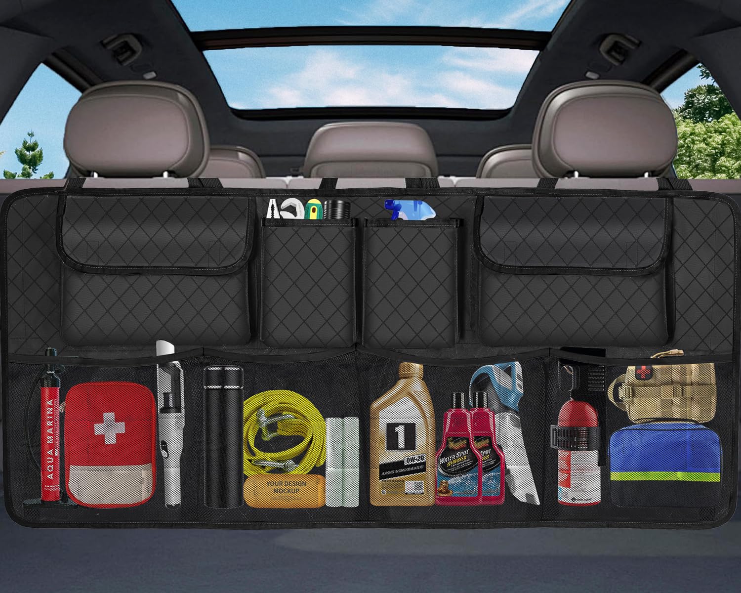 NEWFOM Car Trunk Organizer and Storage, Large Capacity Backseat Hanging Storage Accessories, Backseat Car Organizer for SUV/MPV/